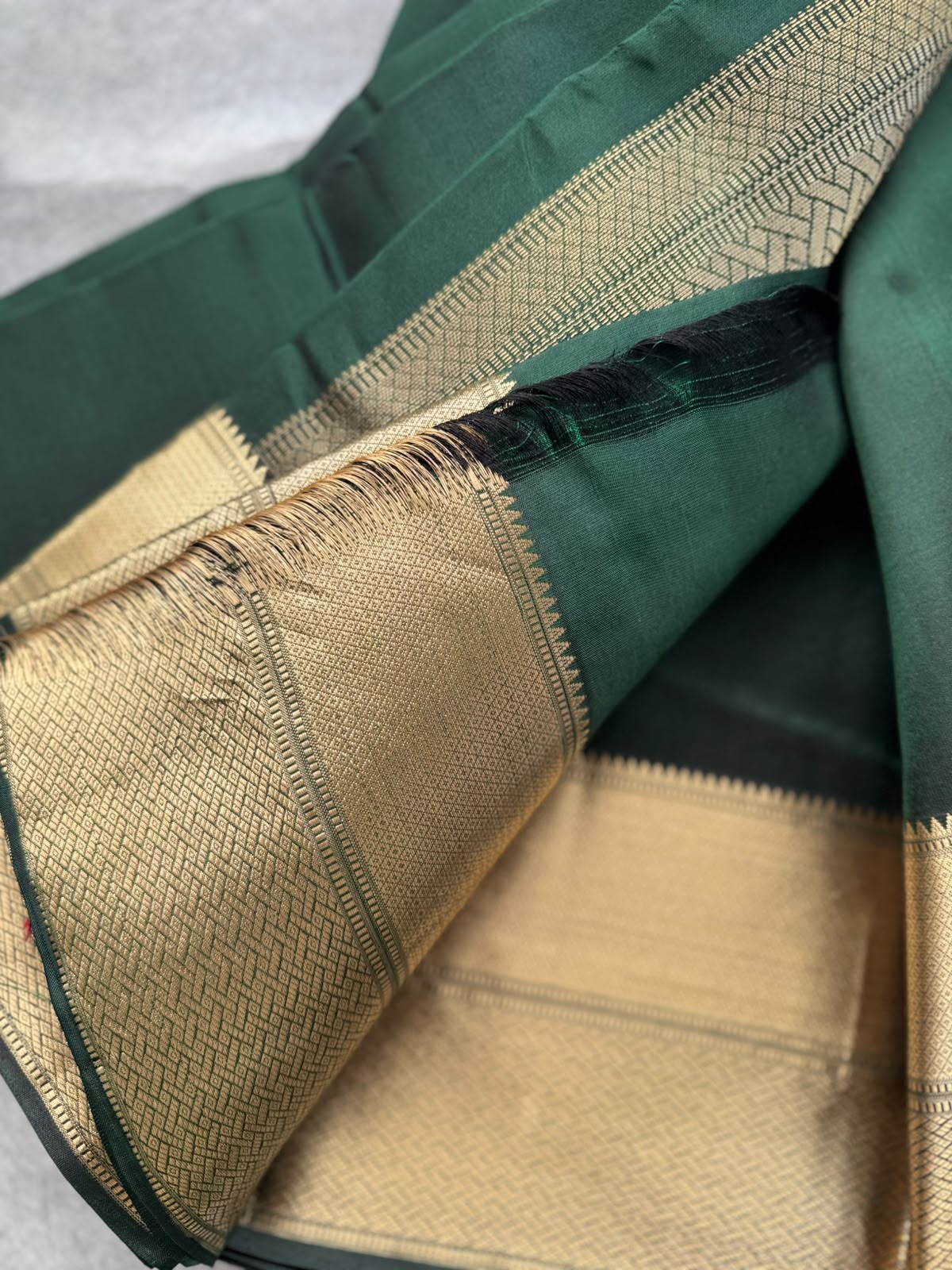 Bottle Green Pure Kanchi Silk Saree 109
