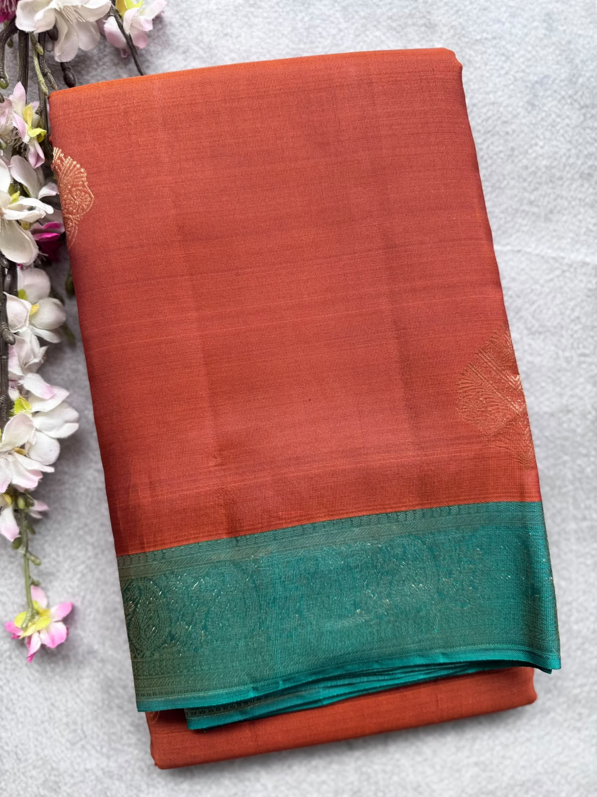 Rust Orange Pure Kanchi Silk Saree 109