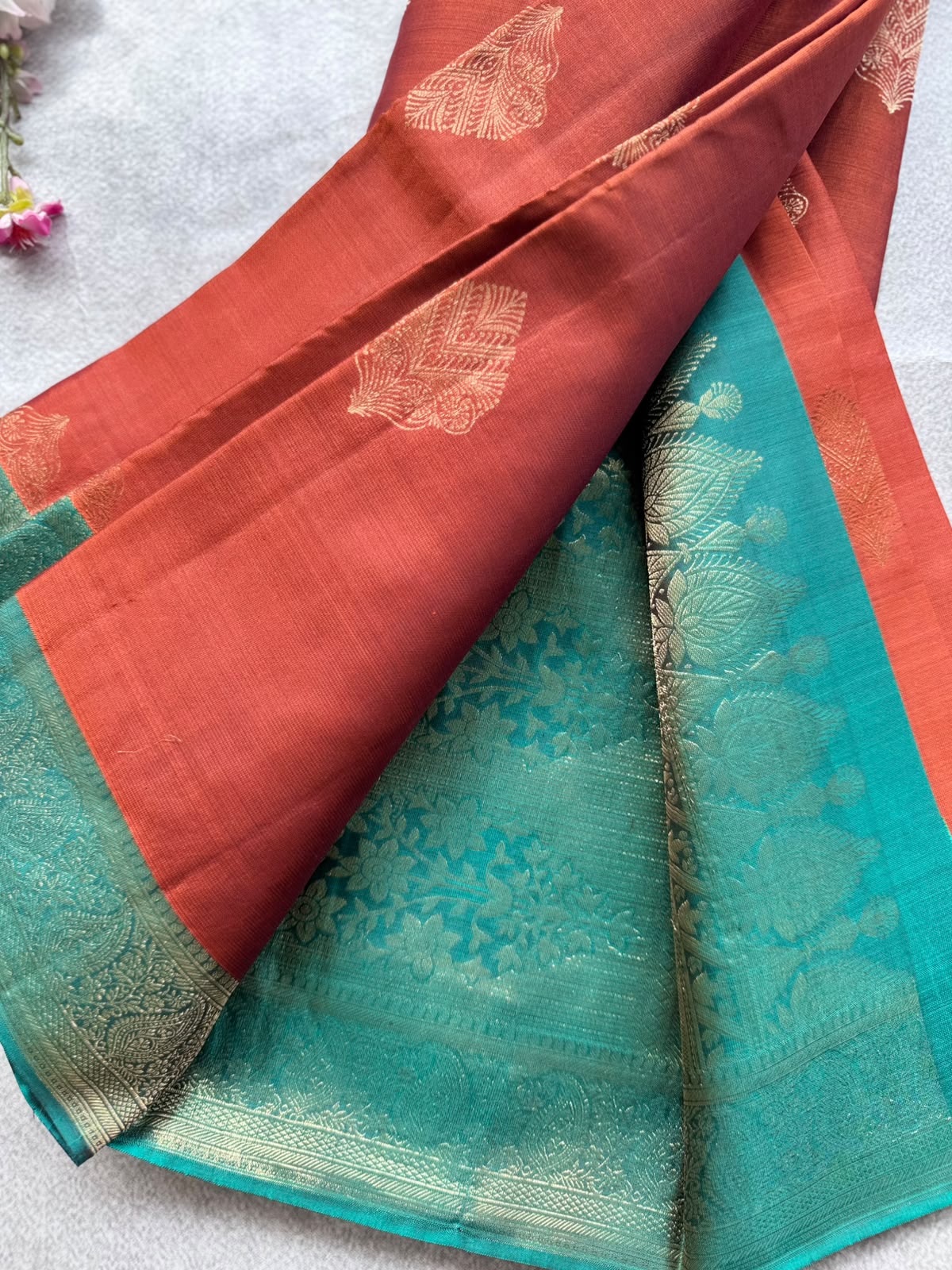Rust Orange Pure Kanchi Silk Saree 109