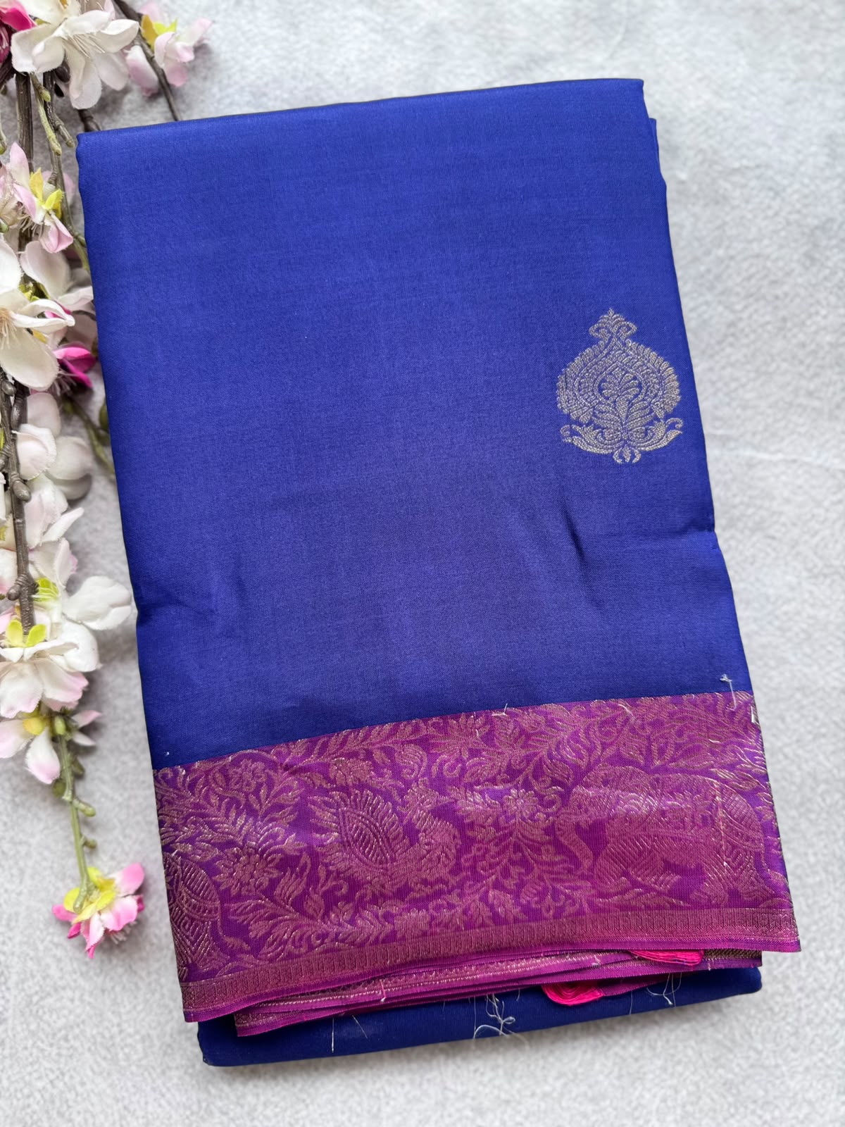 Navy Blue Pure Kanchi Silk Saree 109