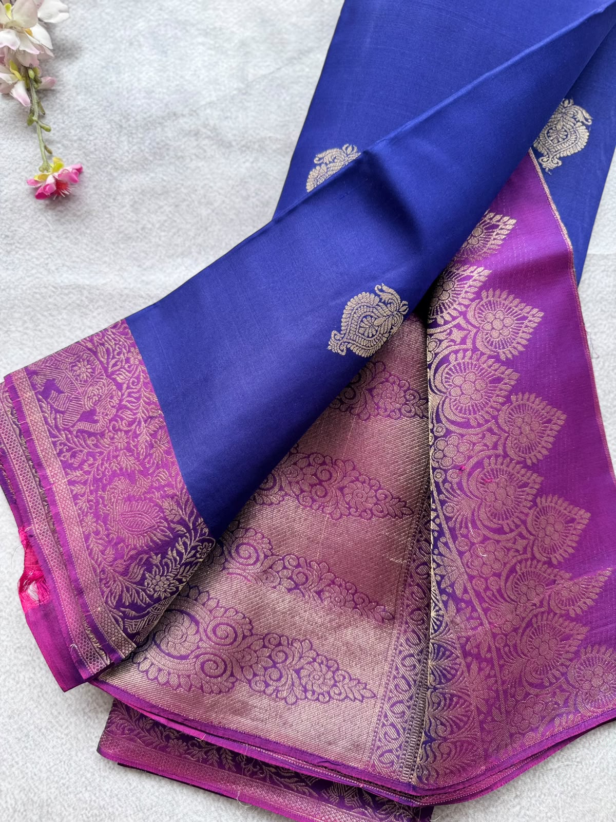 Navy Blue Pure Kanchi Silk Saree 109