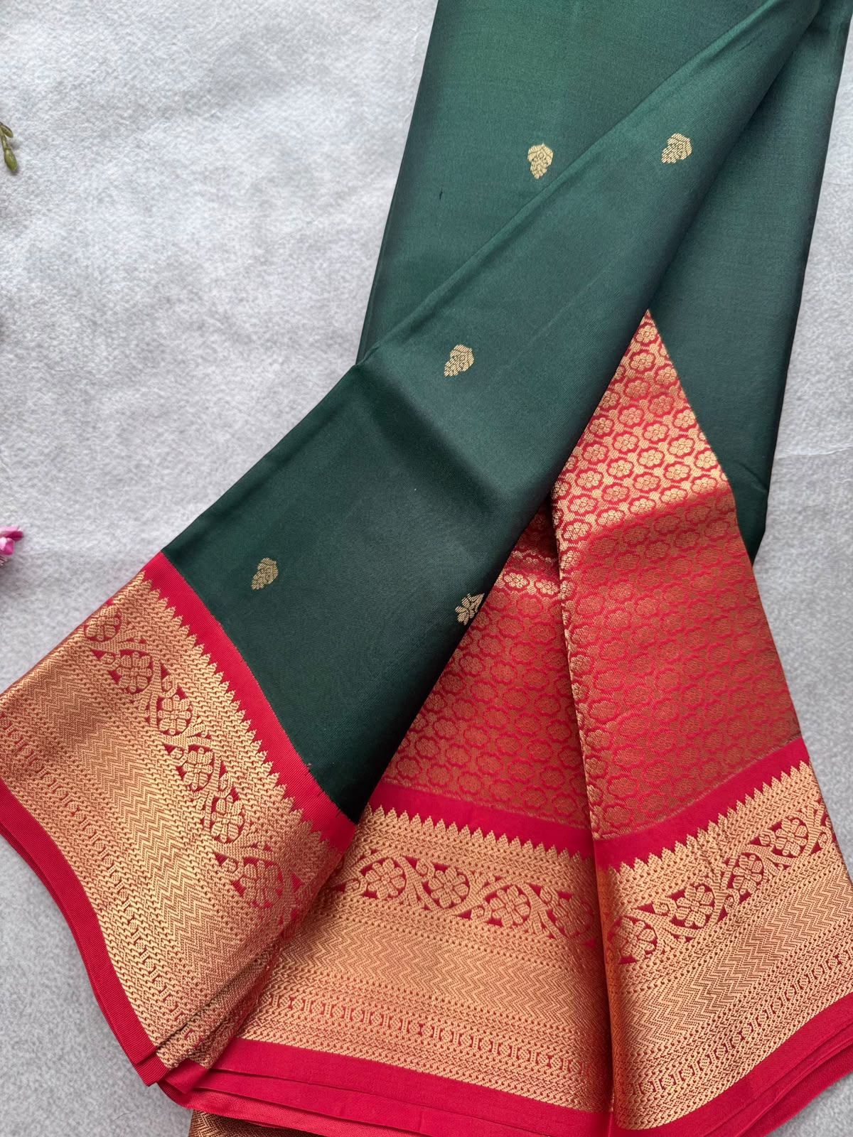 Bottle Green Pure Kanchi Silk Saree 109