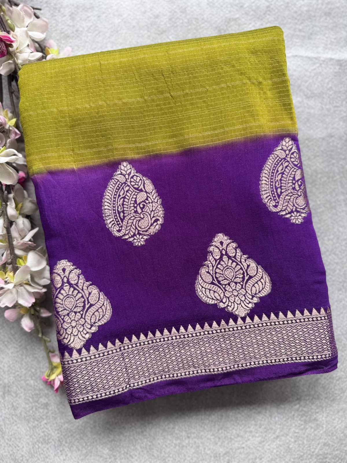 Mehandi Green Tussar Crepe Saree 109