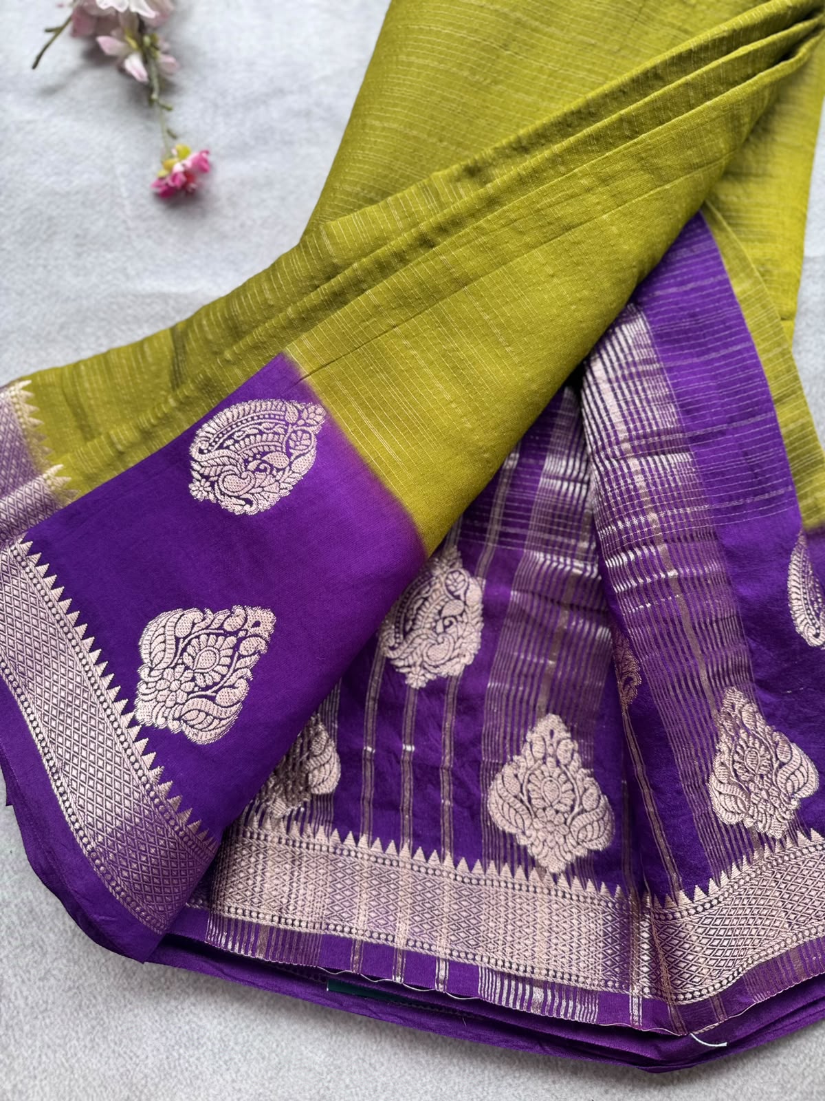 Mehandi Green Tussar Crepe Saree 109