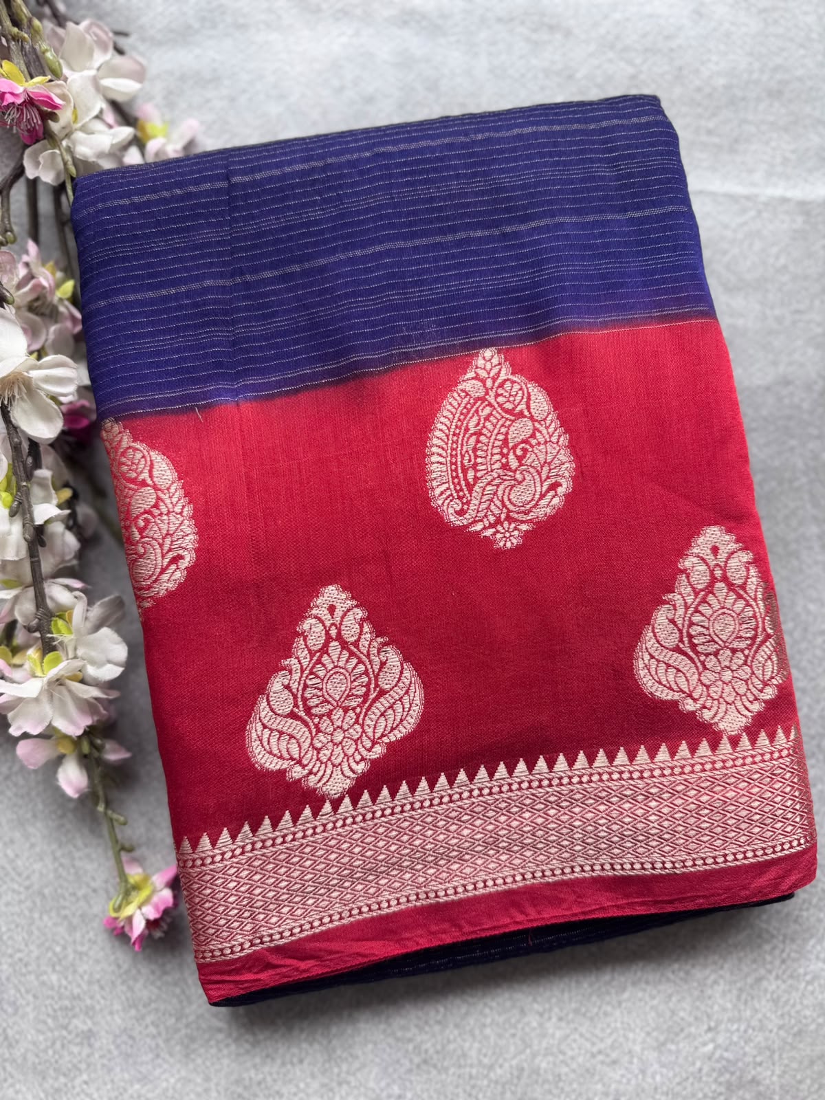 Navy Blue Tussar Crepe Saree 109