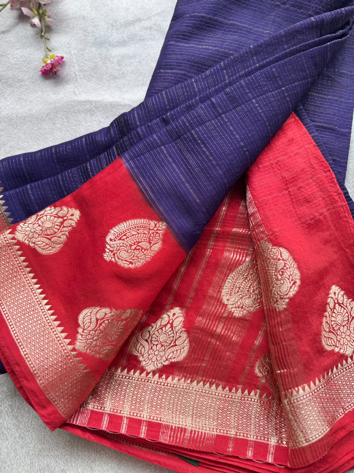 Navy Blue Tussar Crepe Saree 109