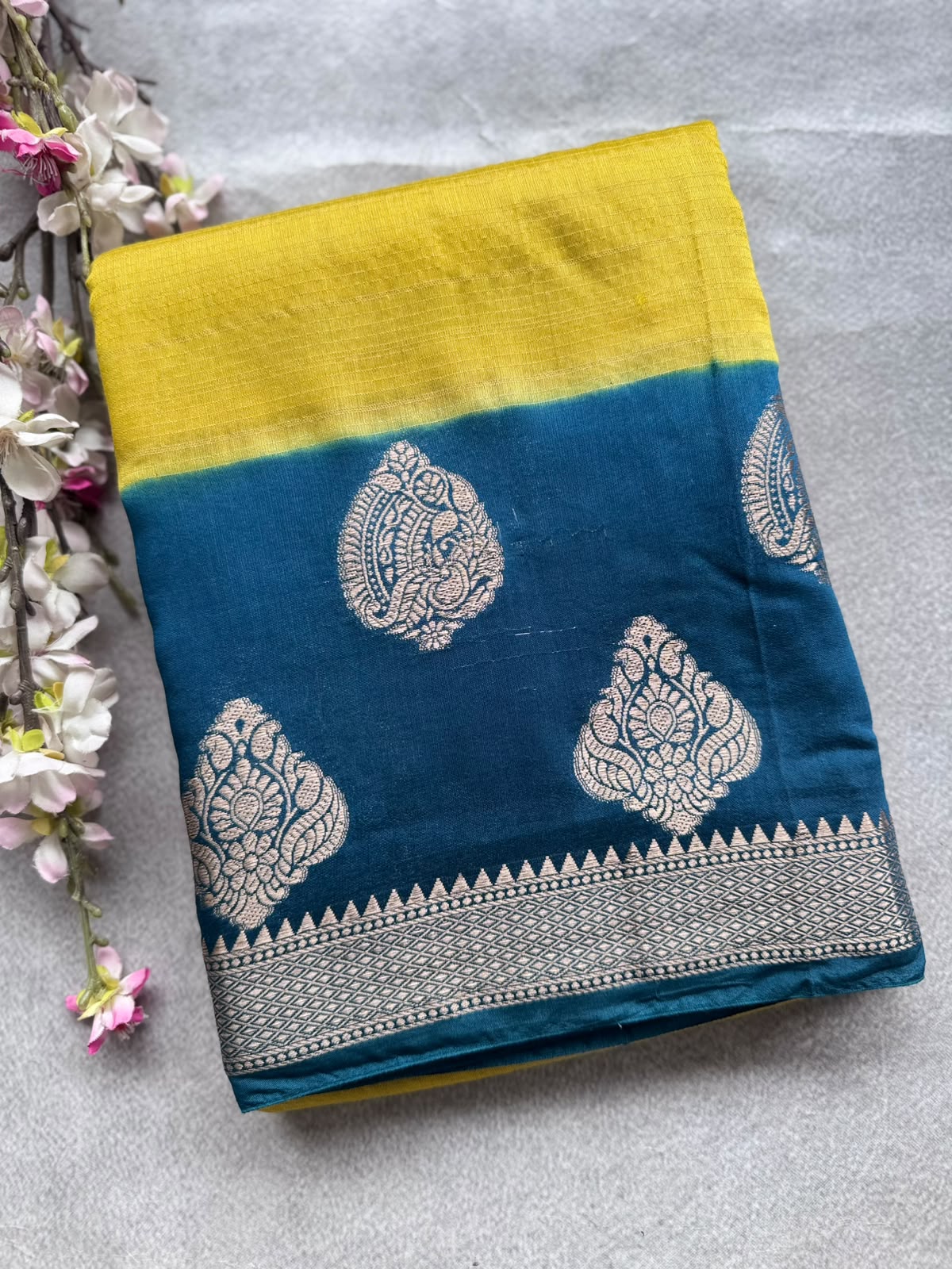 Mustard Tussar Crepe Saree 109