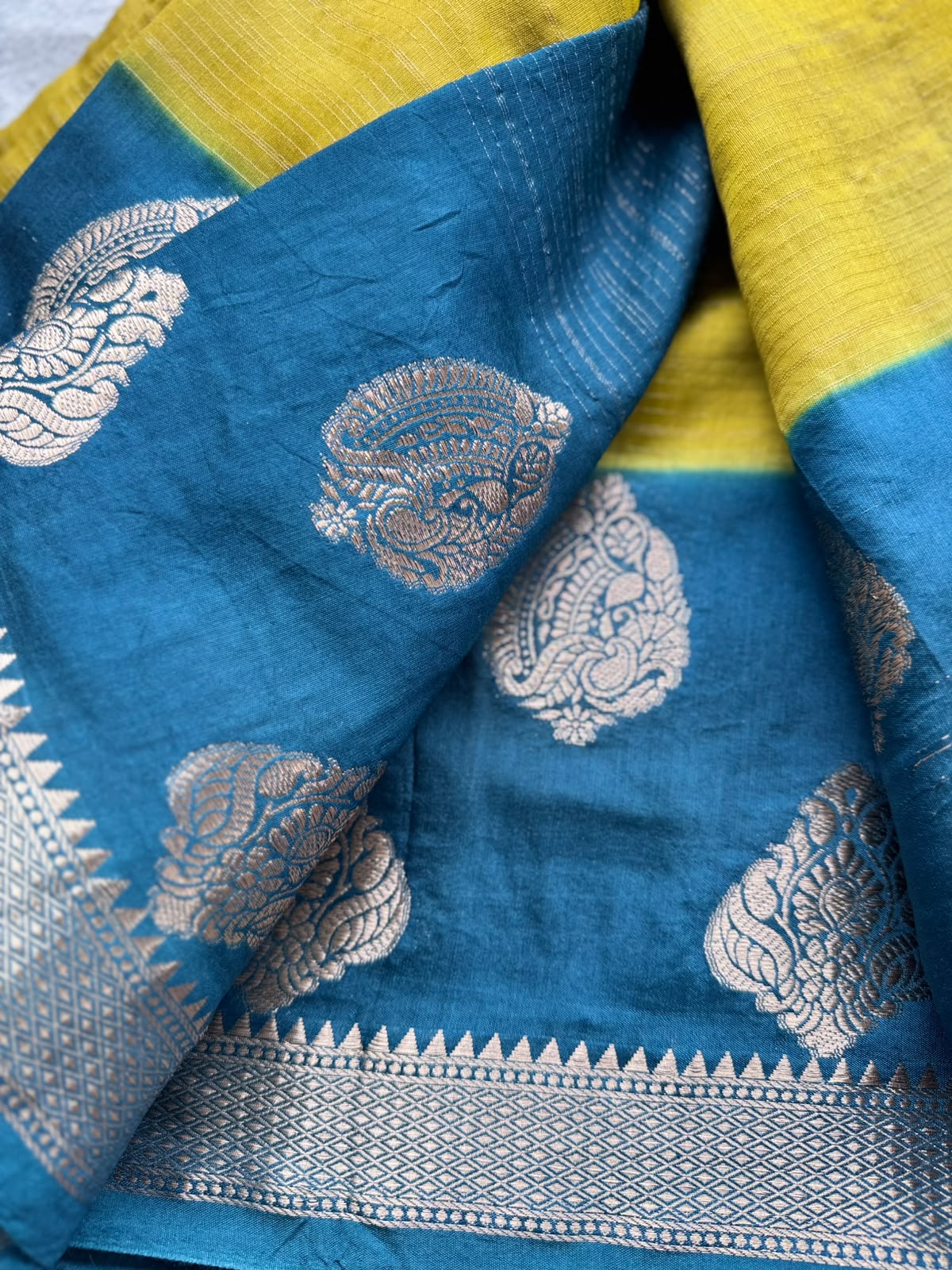 Mustard Tussar Crepe Saree 109
