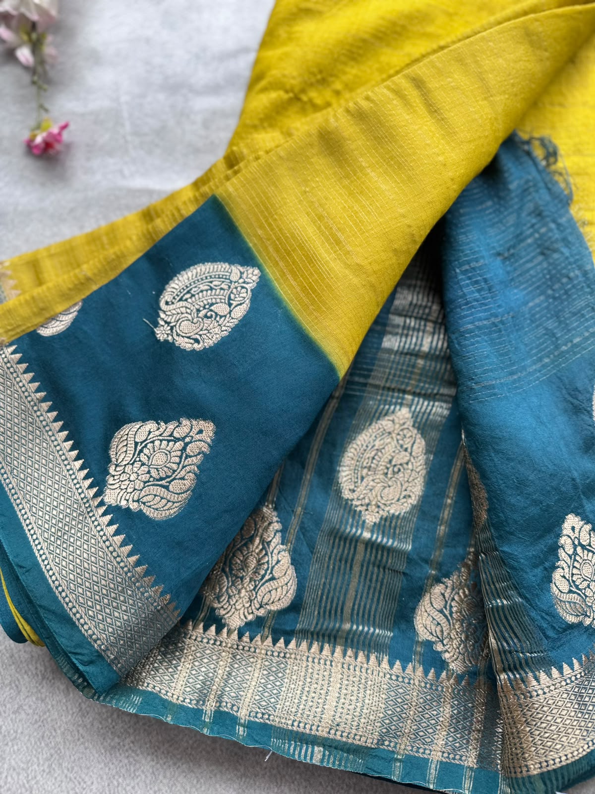 Mustard Tussar Crepe Saree 109