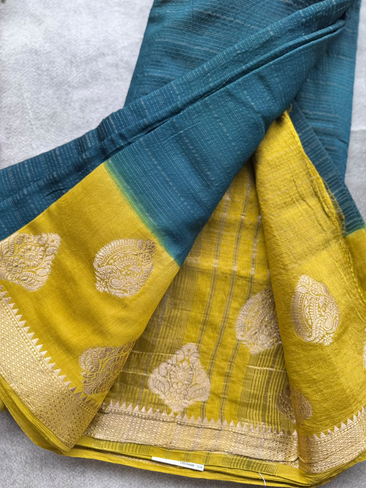 Peacock Blue Tussar Crepe Saree 109
