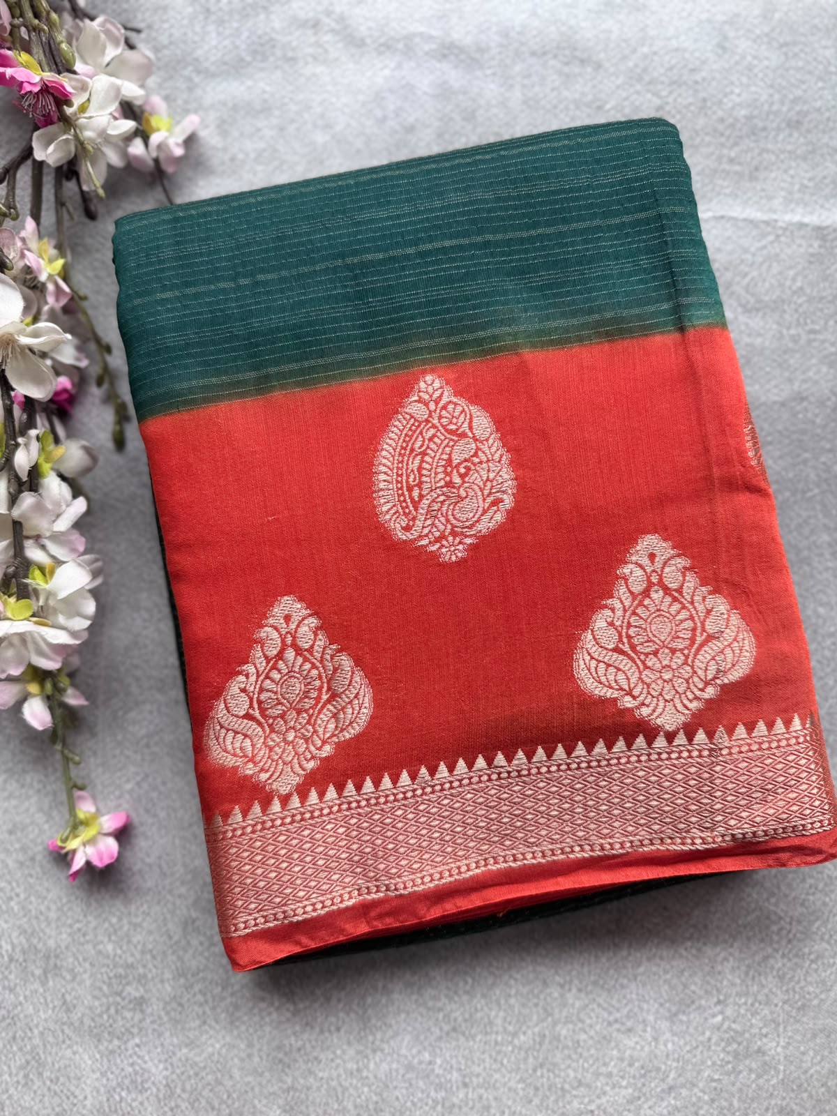 Bottle Green Tussar Crepe Saree 109
