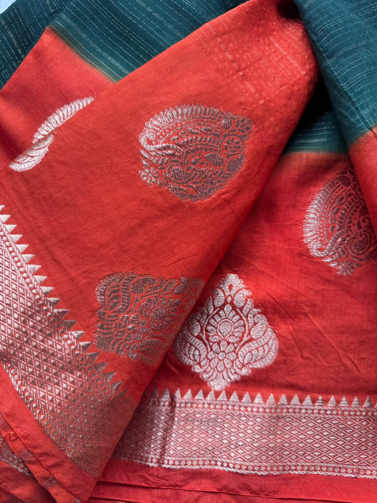 Bottle Green Tussar Crepe Saree 109