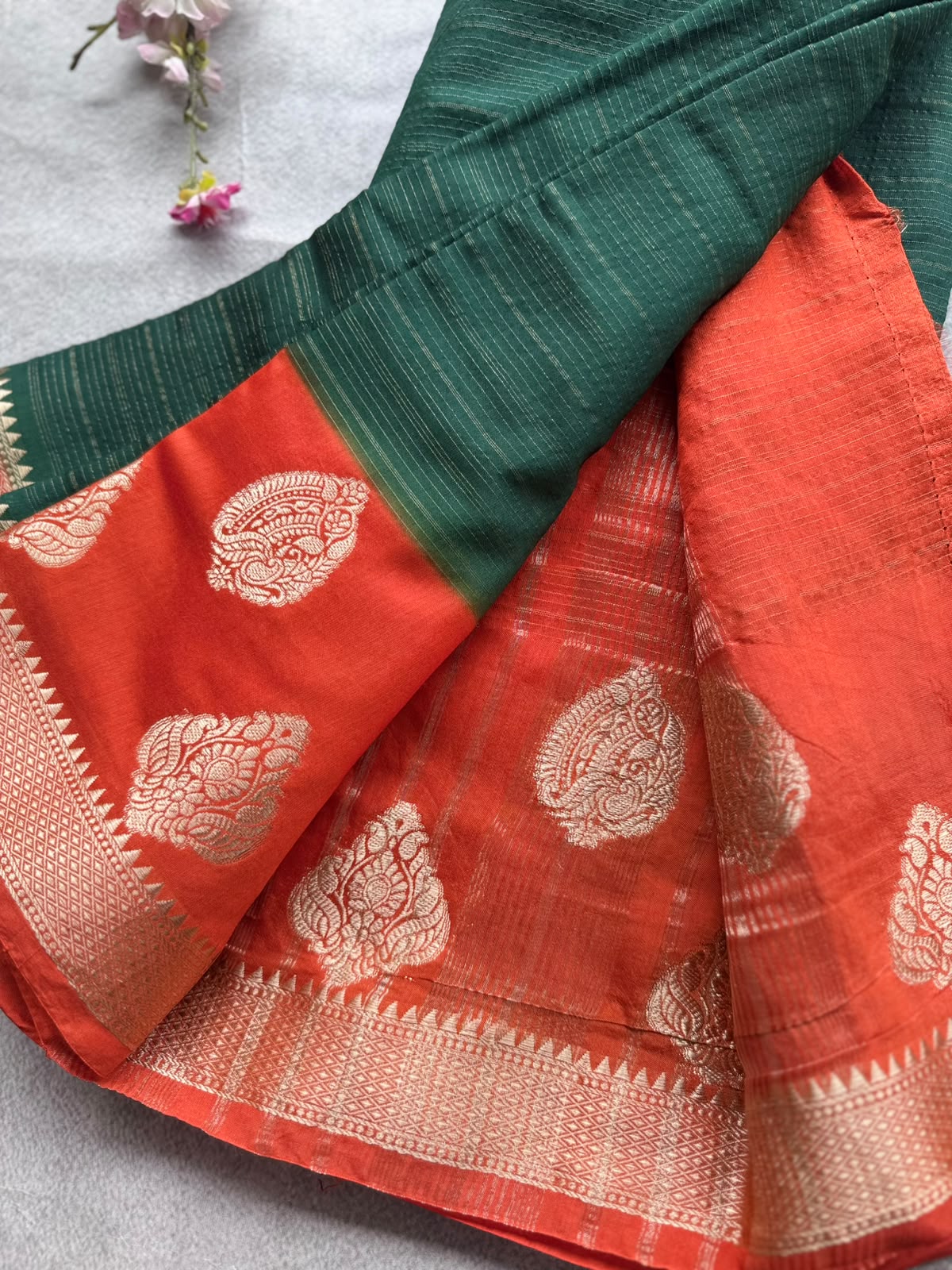 Bottle Green Tussar Crepe Saree 109