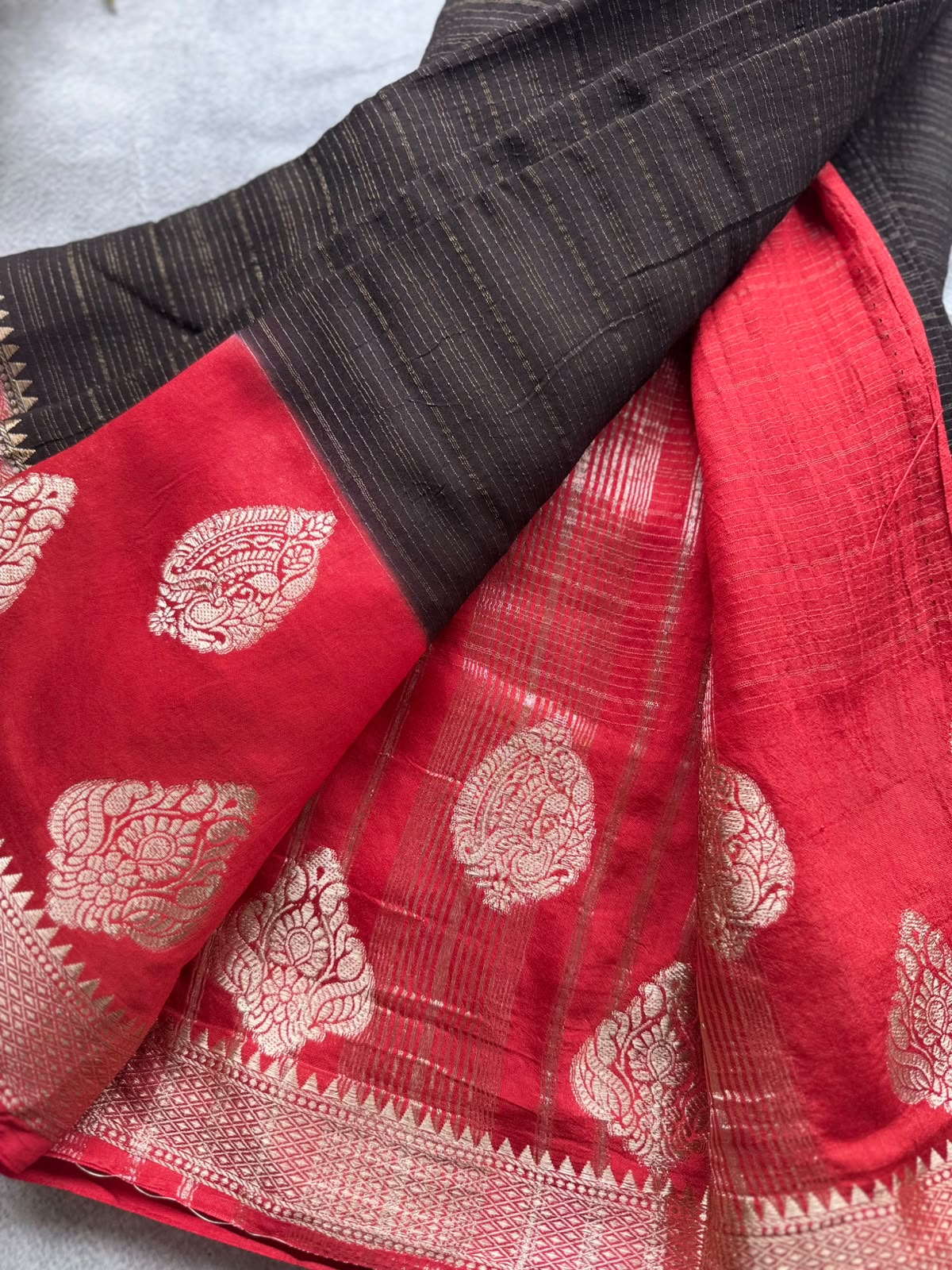 Black Tussar Crepe Saree 109