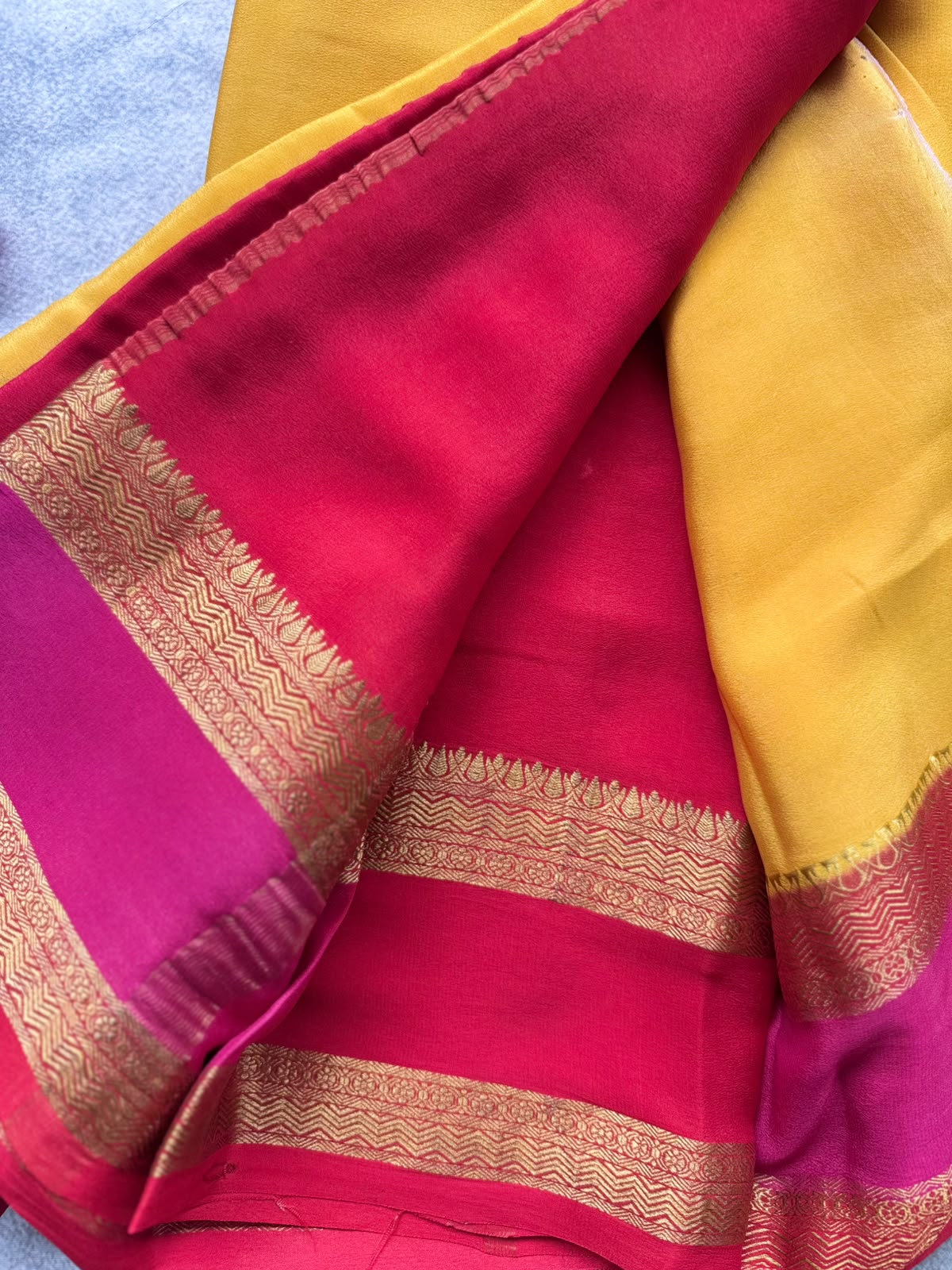 Mustard Pure Mysore Crepe Silk Saree 109
