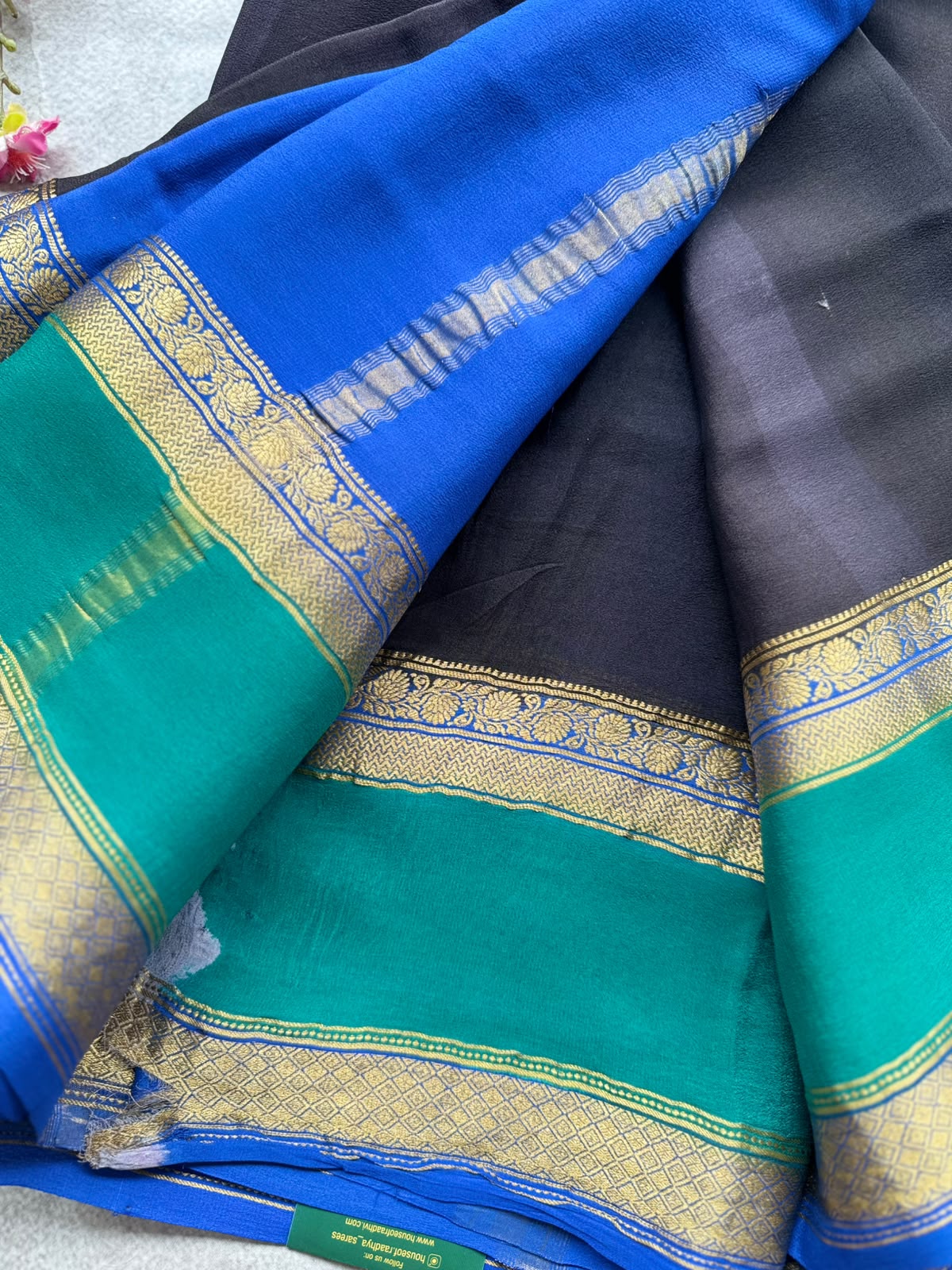 Black Pure Mysore Crepe Silk Saree 109