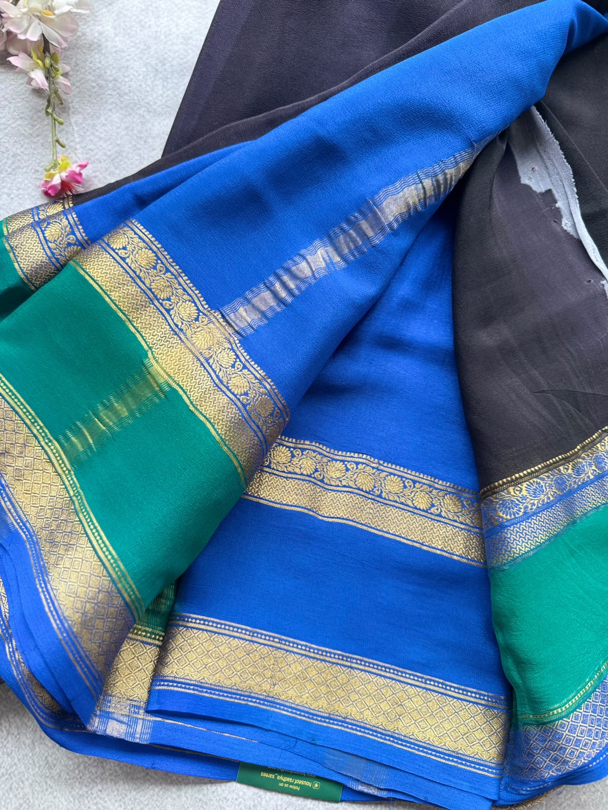 Black Pure Mysore Crepe Silk Saree 109