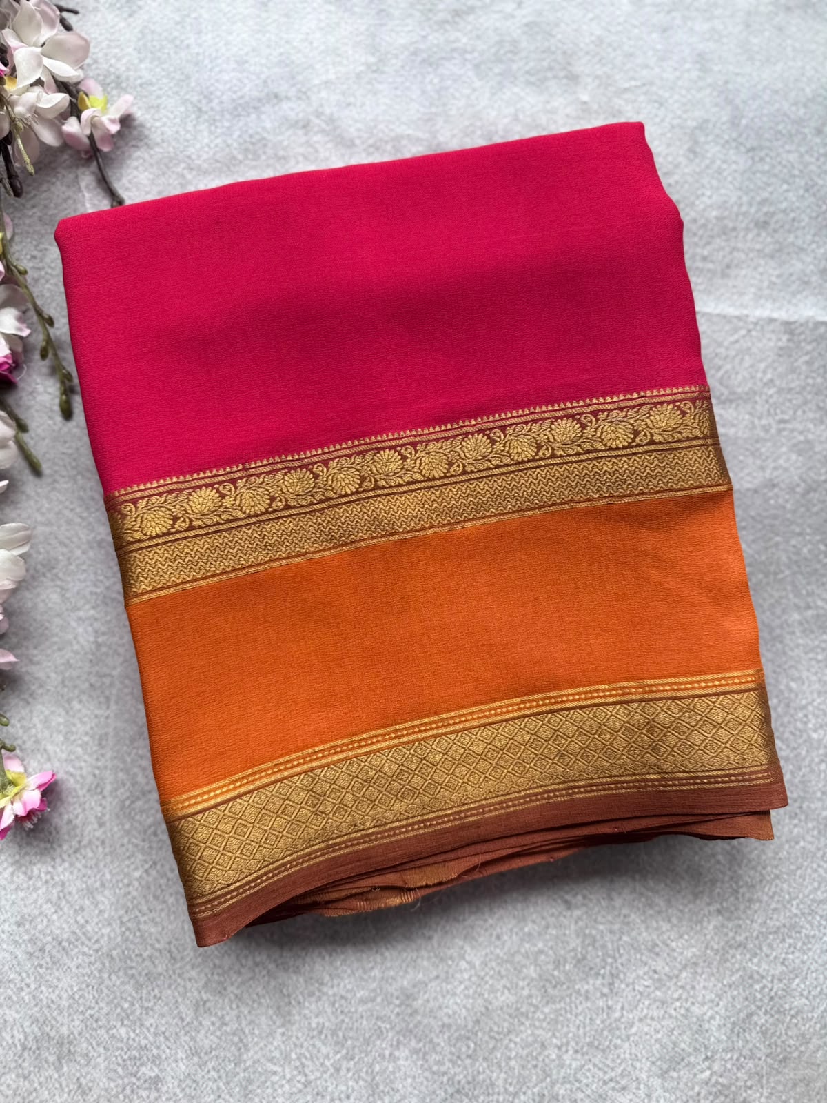 Red Pure Mysore Crepe Silk Saree 109