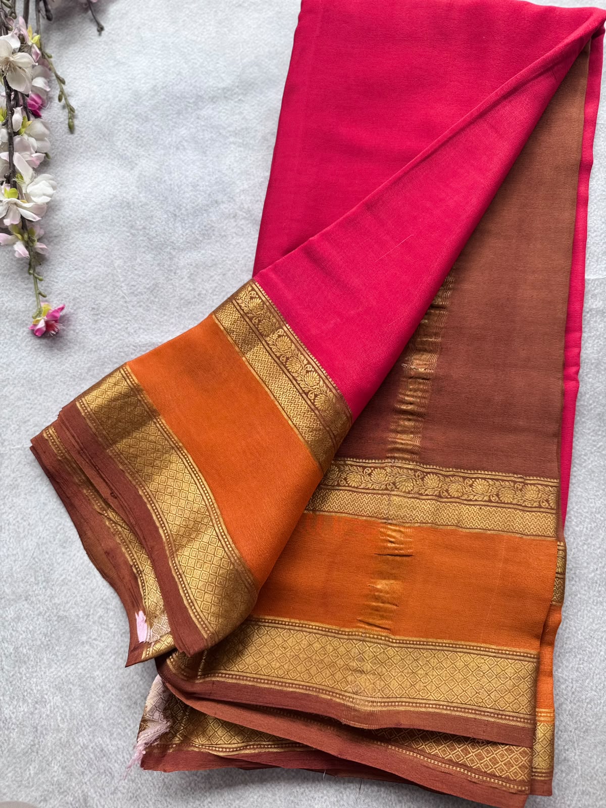 Red Pure Mysore Crepe Silk Saree 109