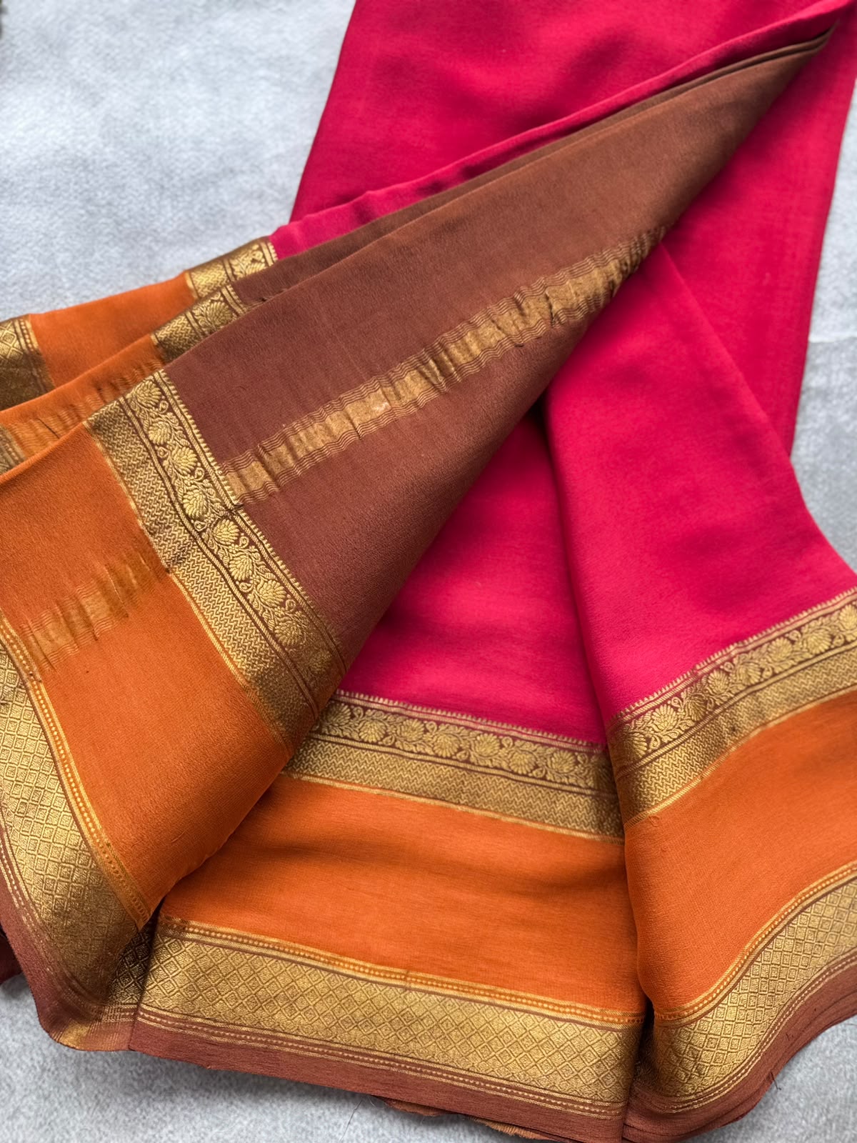 Red Pure Mysore Crepe Silk Saree 109