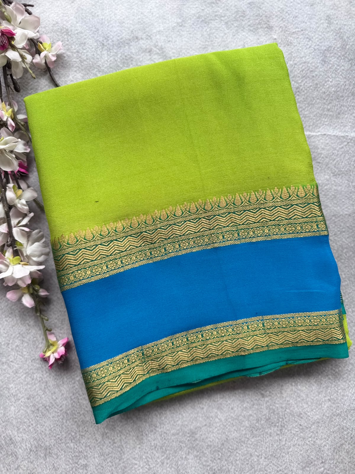 Green Pure Mysore Crepe Silk Saree 109