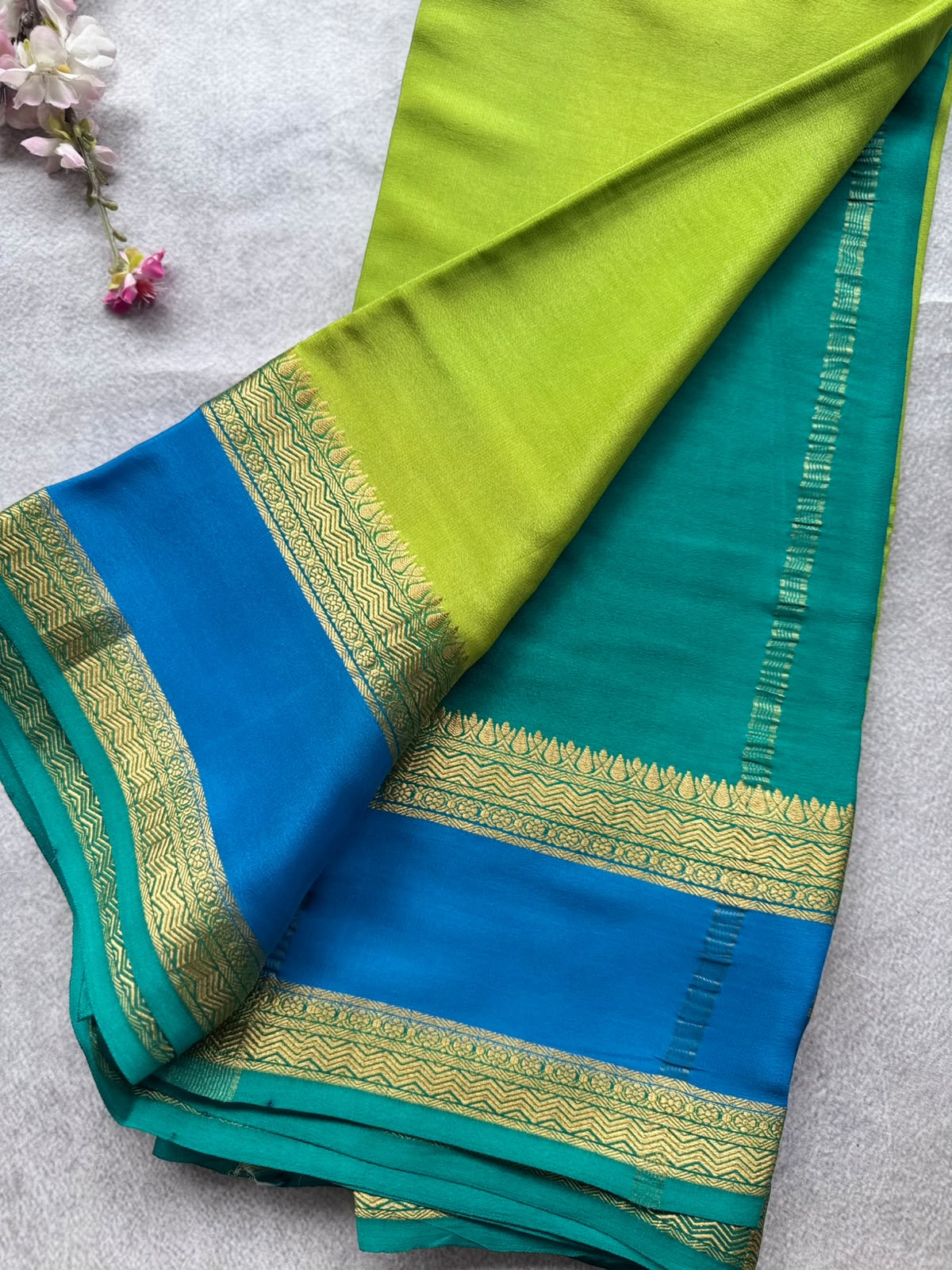 Green Pure Mysore Crepe Silk Saree 109