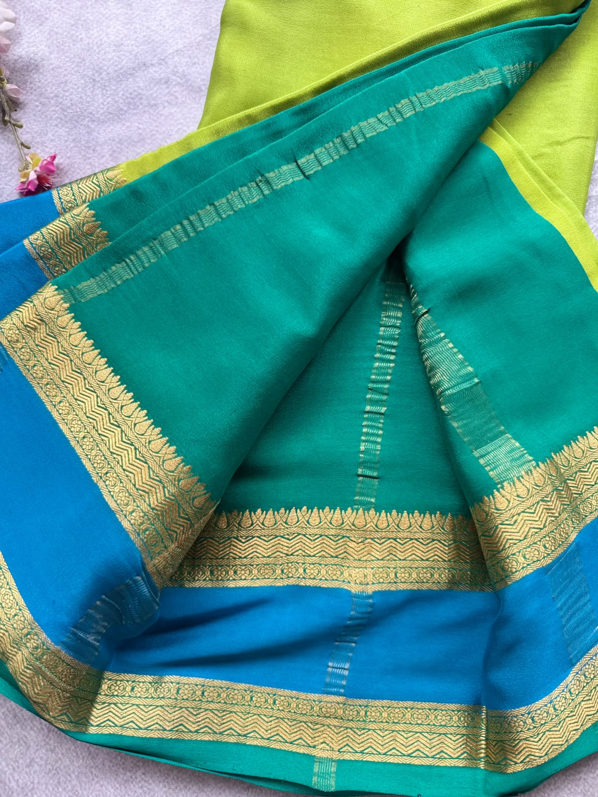 Green Pure Mysore Crepe Silk Saree 109