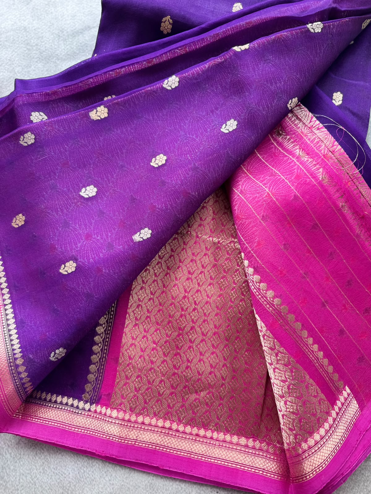 Purple Pure Kora Organza Saree 109