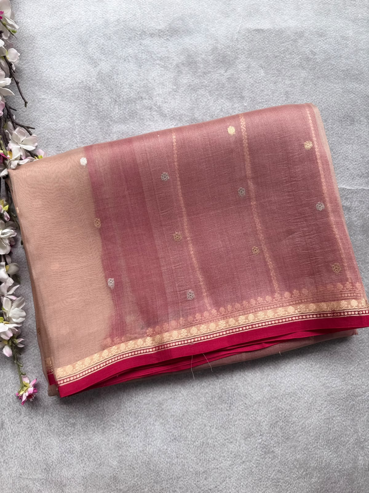 Beige Pure Kora Organza Saree 109