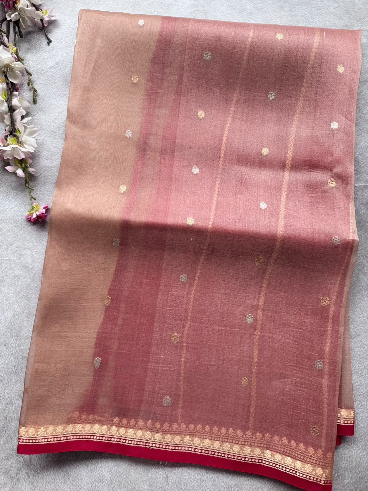 Beige Pure Kora Organza Saree 109