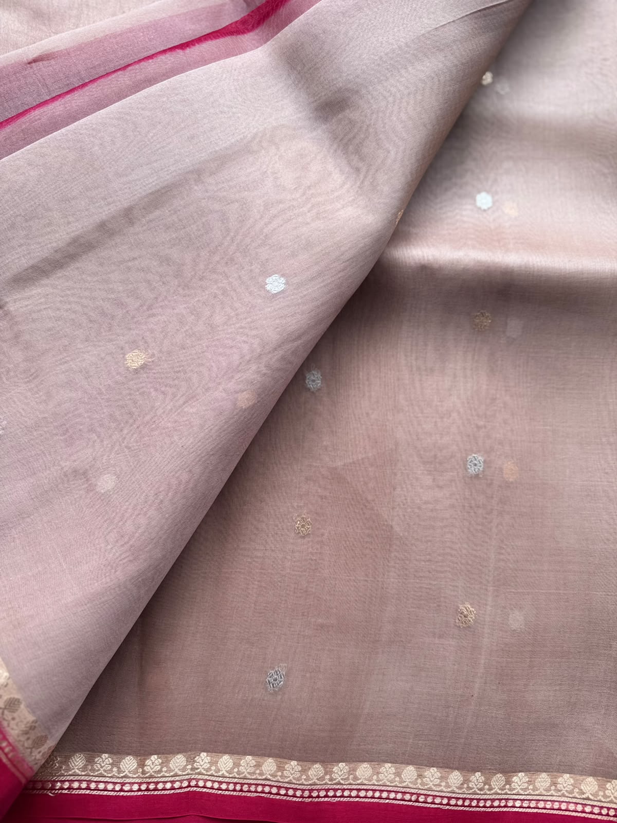Beige Pure Kora Organza Saree 109
