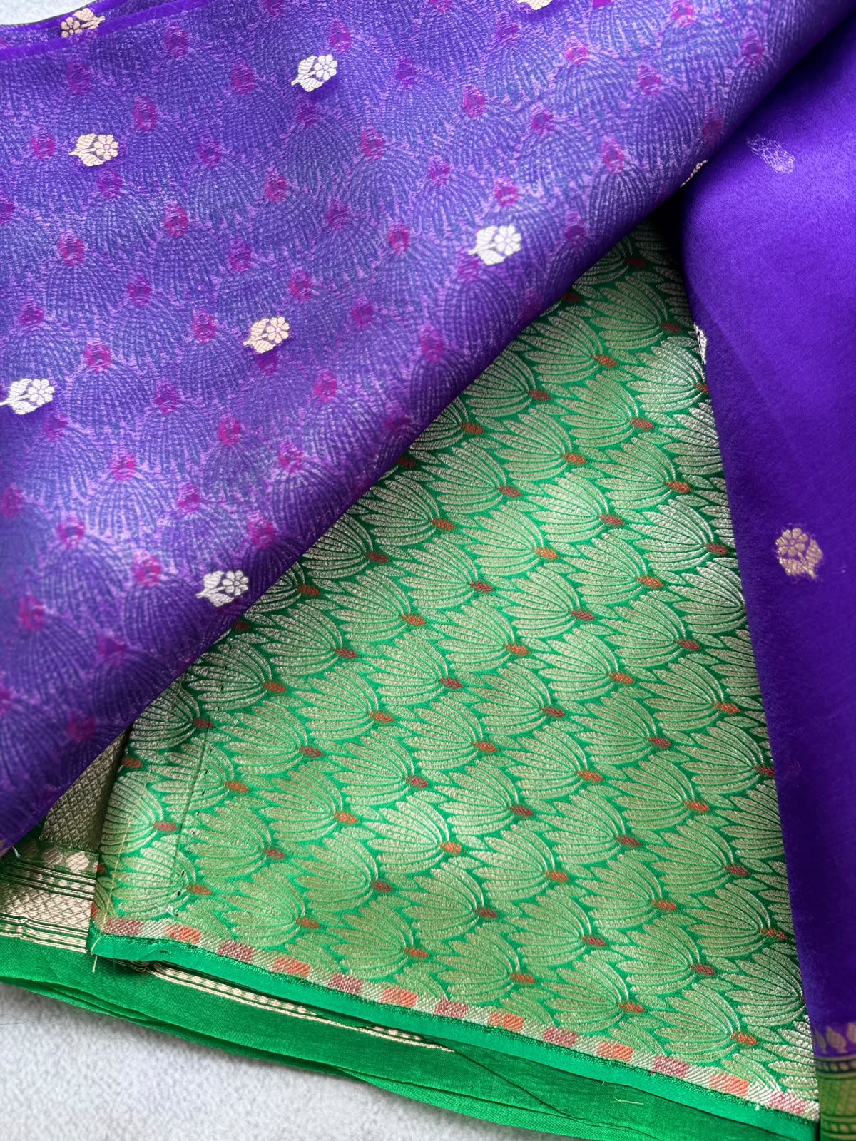 Purple Pure Kora Organza Saree 109