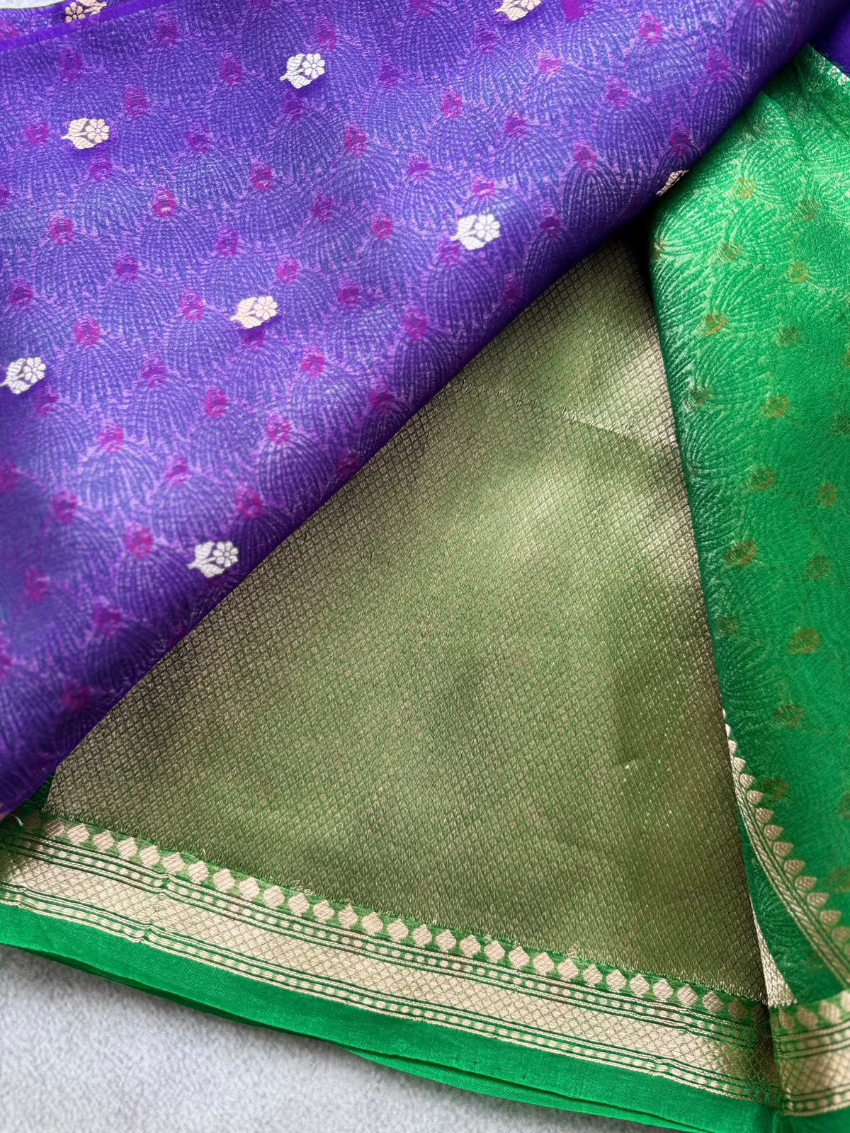 Purple Pure Kora Organza Saree 109