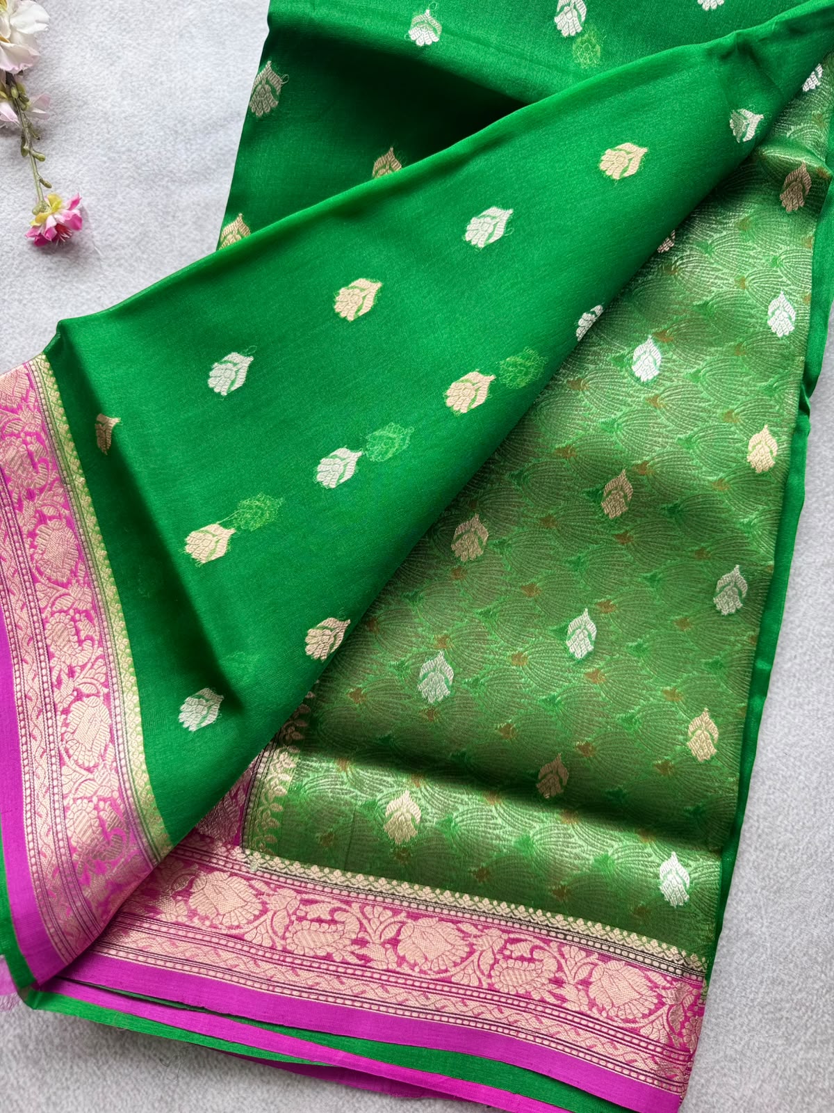 Green Pure Kora Organza Saree 109