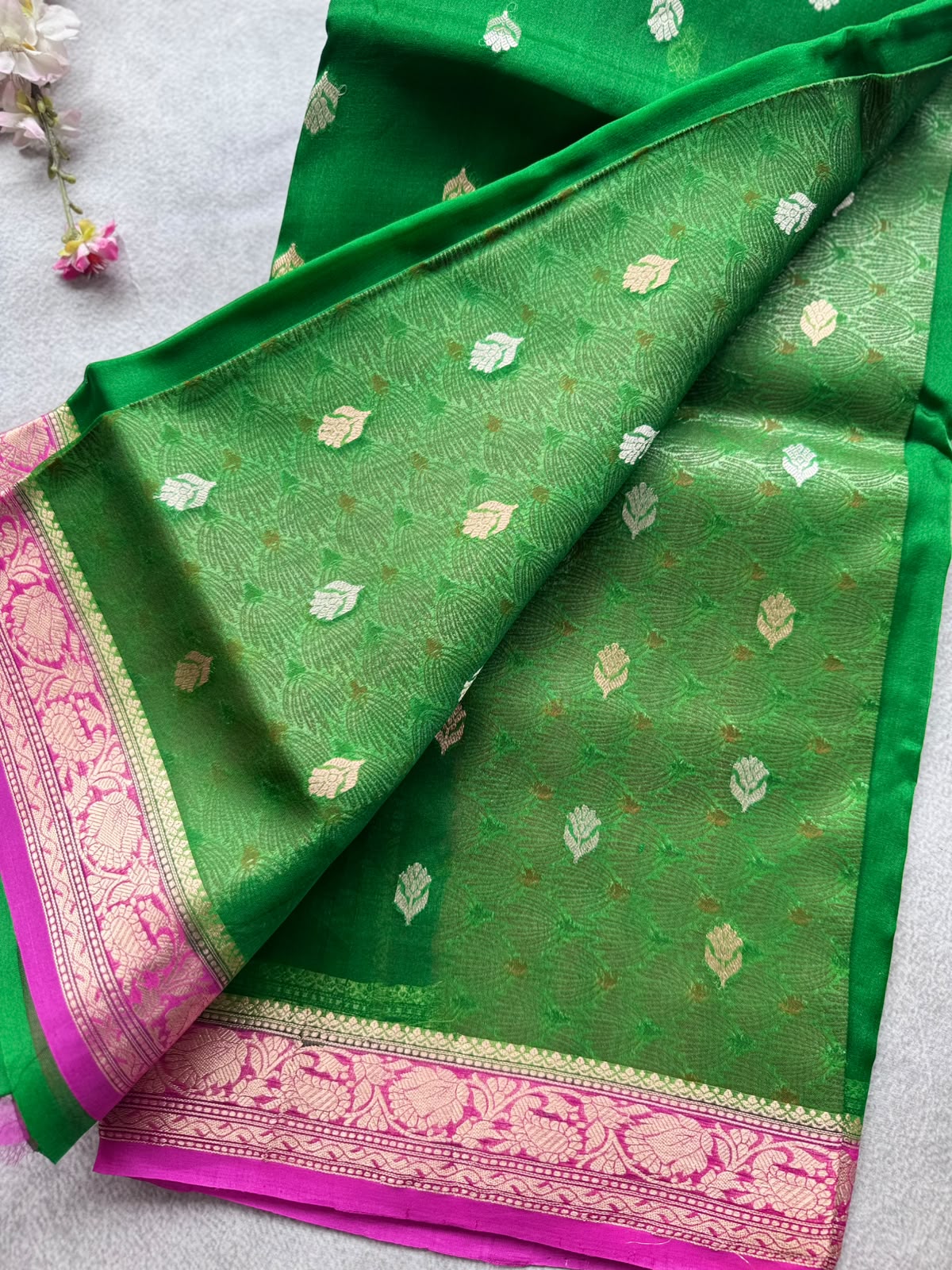 Green Pure Kora Organza Saree 109