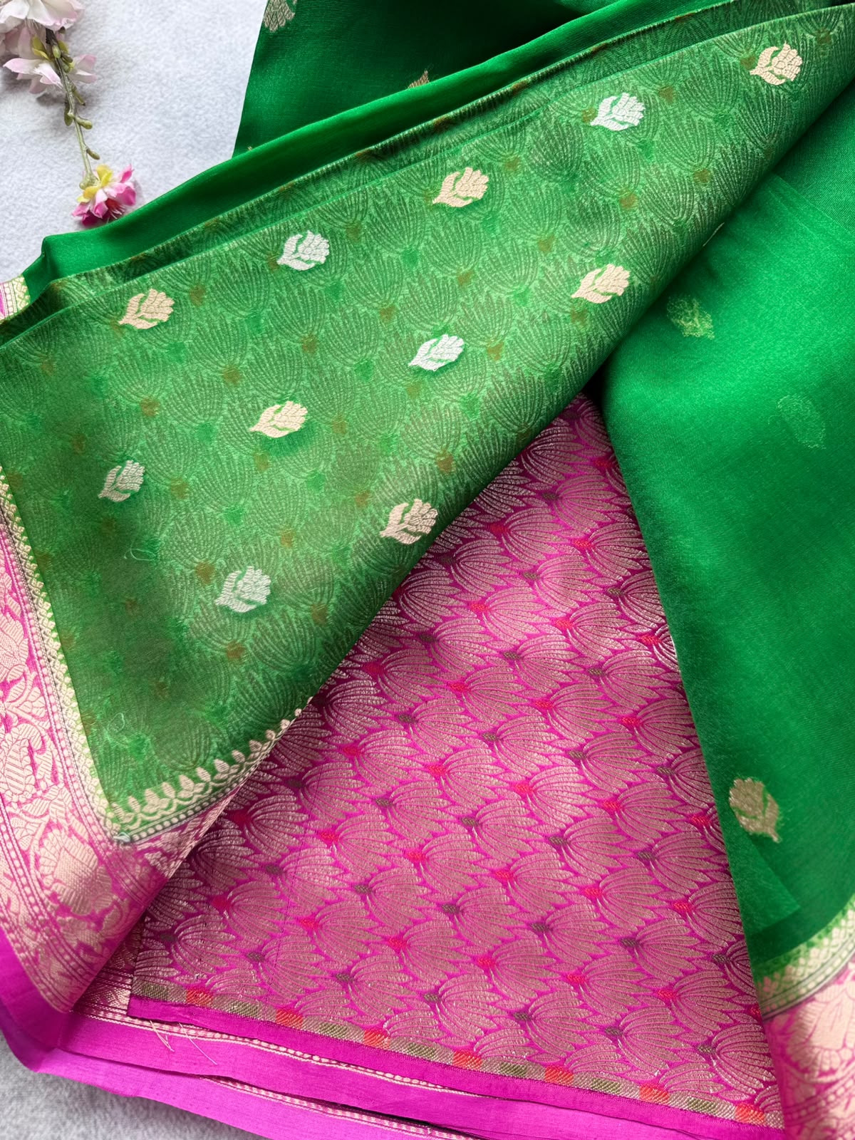 Green Pure Kora Organza Saree 109