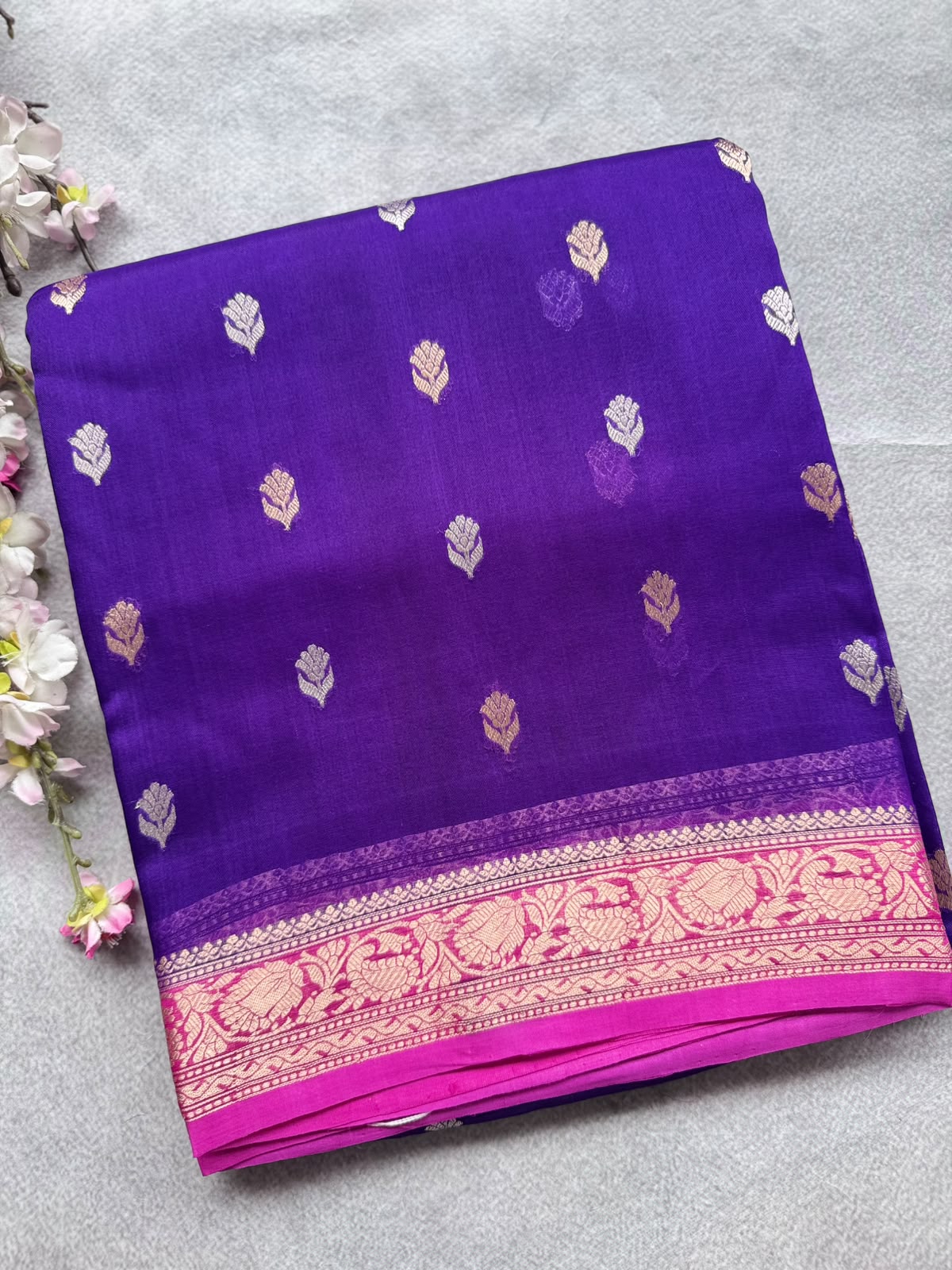 Purple Pure Kora Organza Saree 109