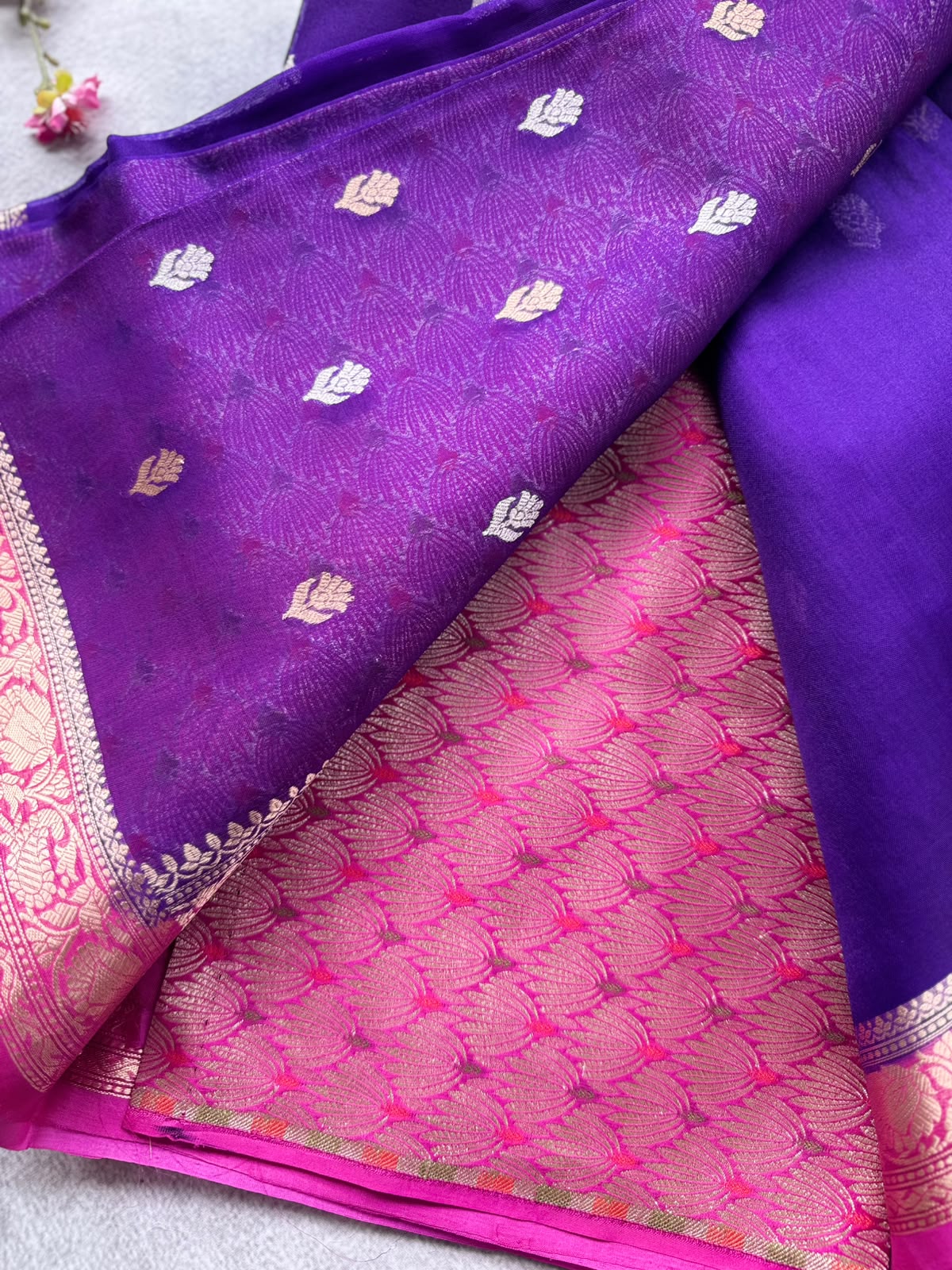 Purple Pure Kora Organza Saree 109