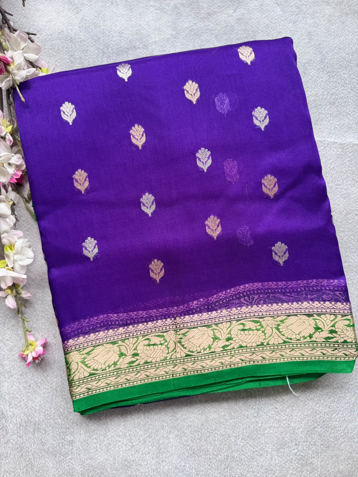 Purple Pure Kora Organza Saree 109