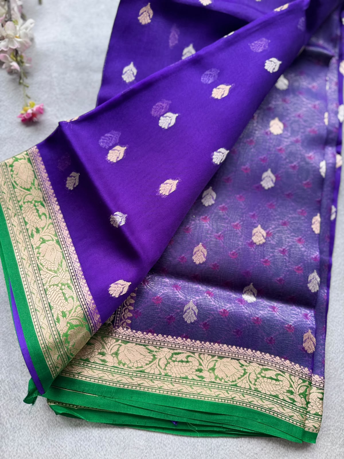 Purple Pure Kora Organza Saree 109