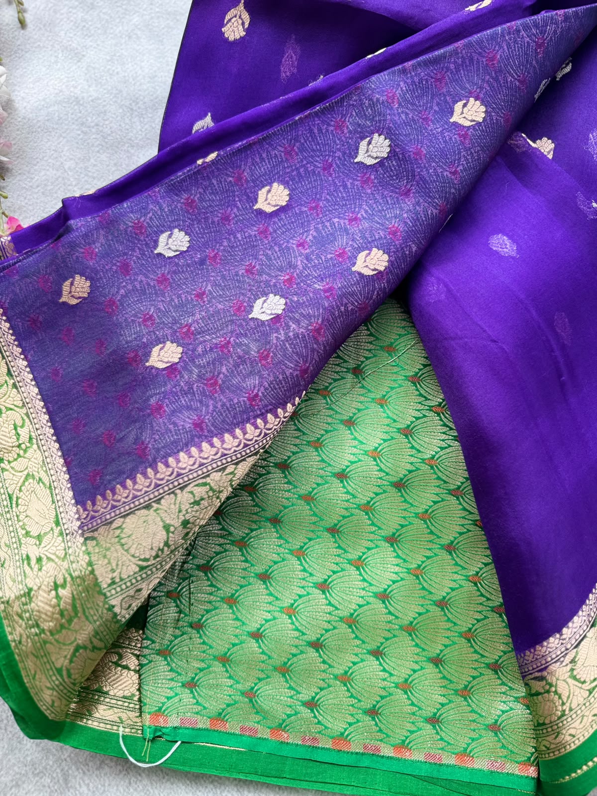 Purple Pure Kora Organza Saree 109