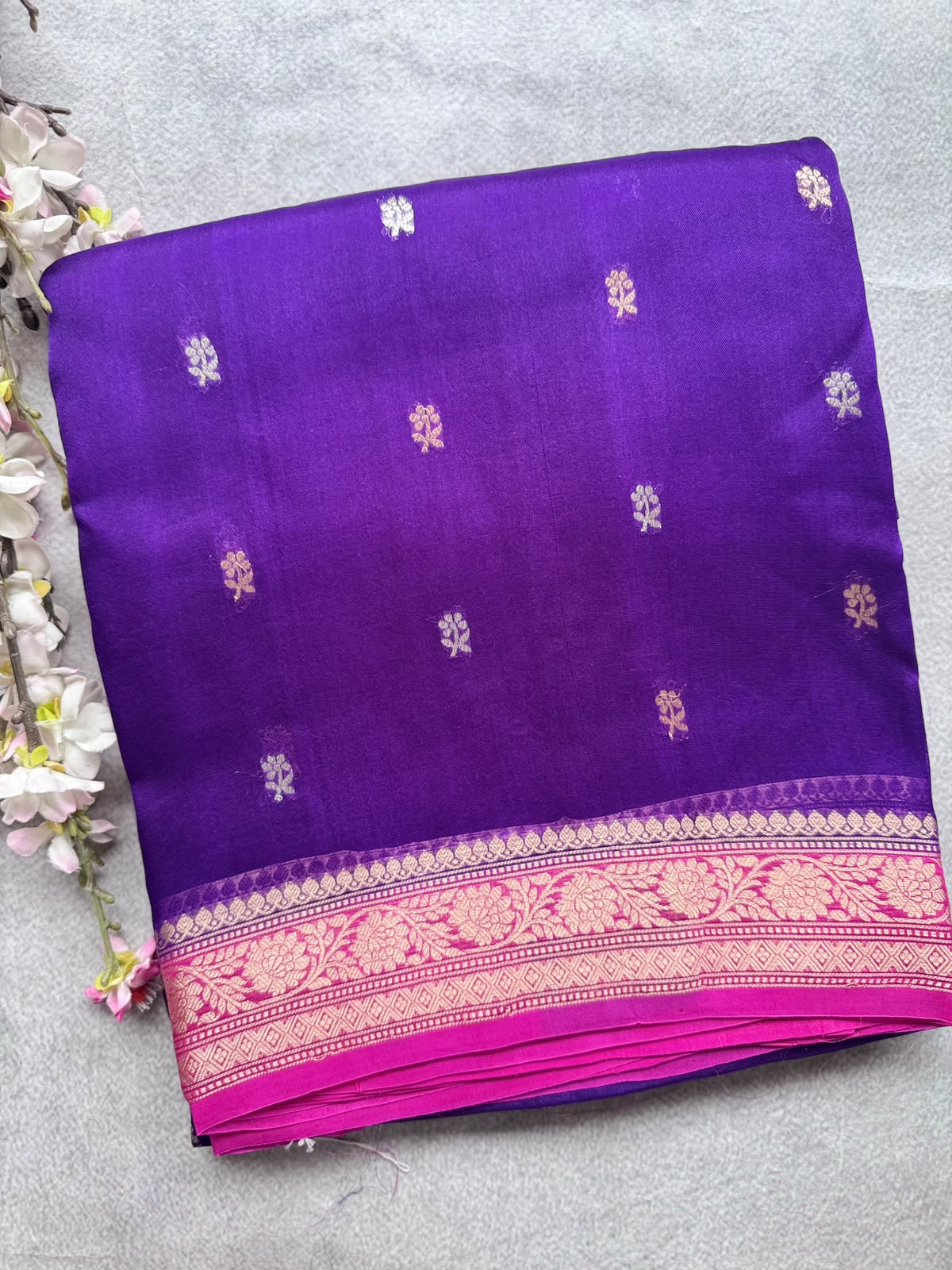 Purple Pure Kora Organza Saree 109