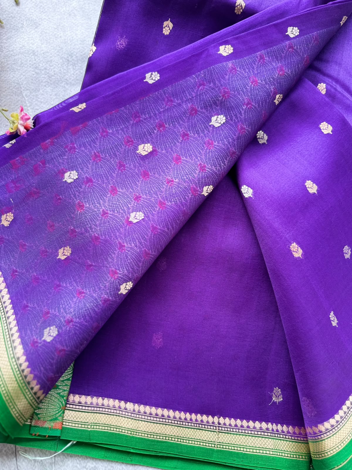 Purple Pure Kora Organza Saree 109