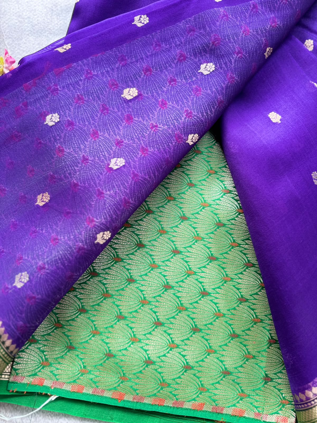 Purple Pure Kora Organza Saree 109
