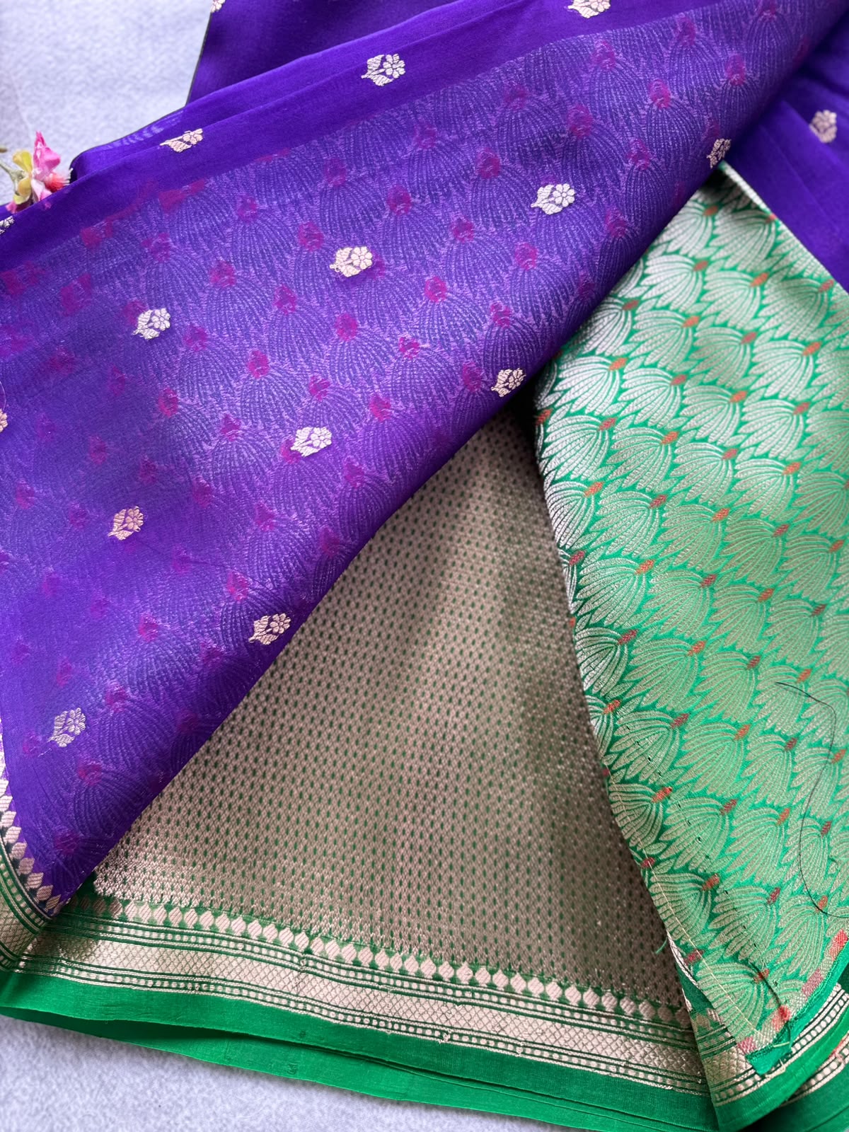Purple Pure Kora Organza Saree 109