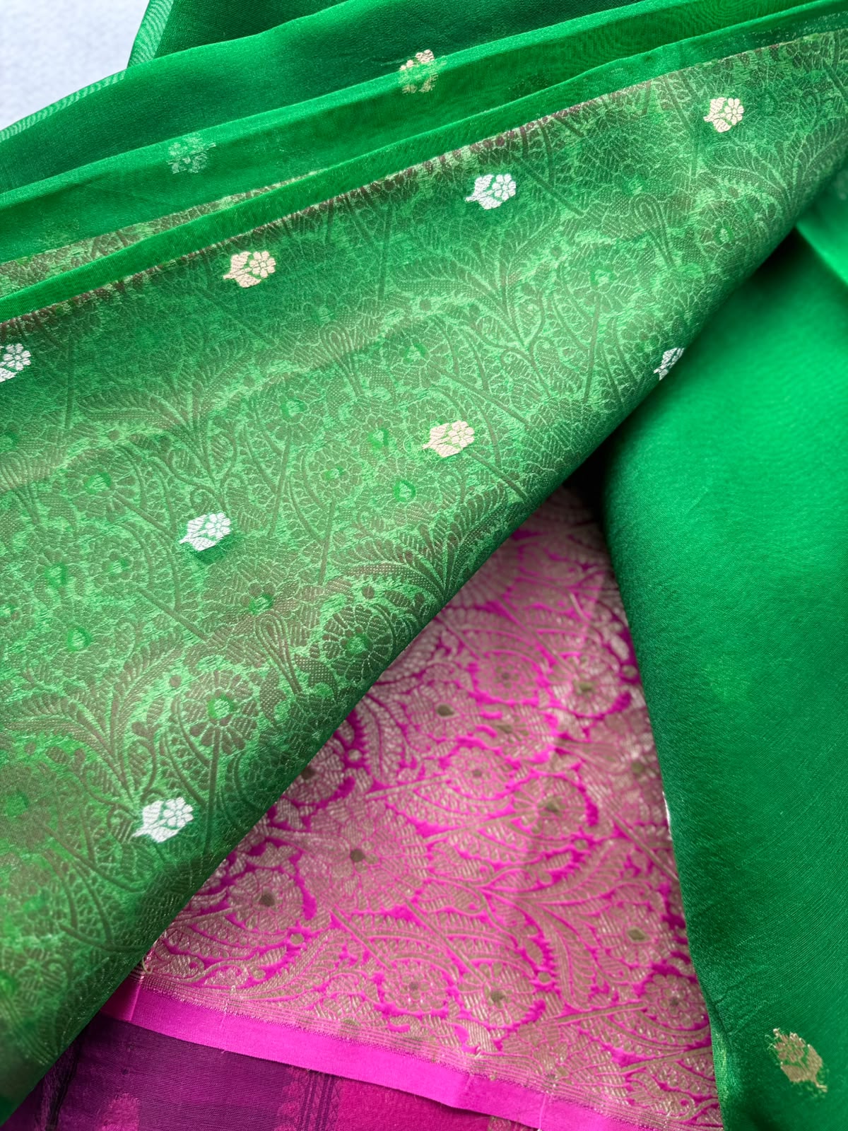 Green Pure Kora Organza Saree 109