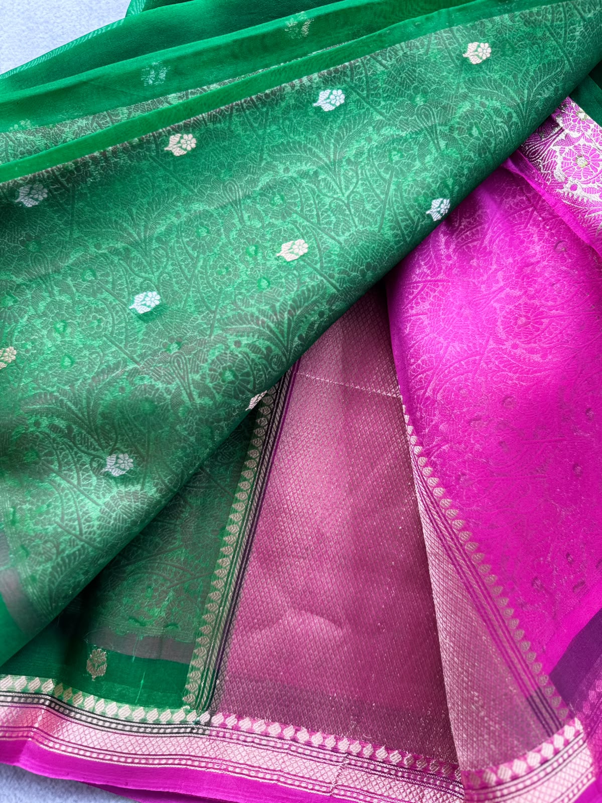 Green Pure Kora Organza Saree 109
