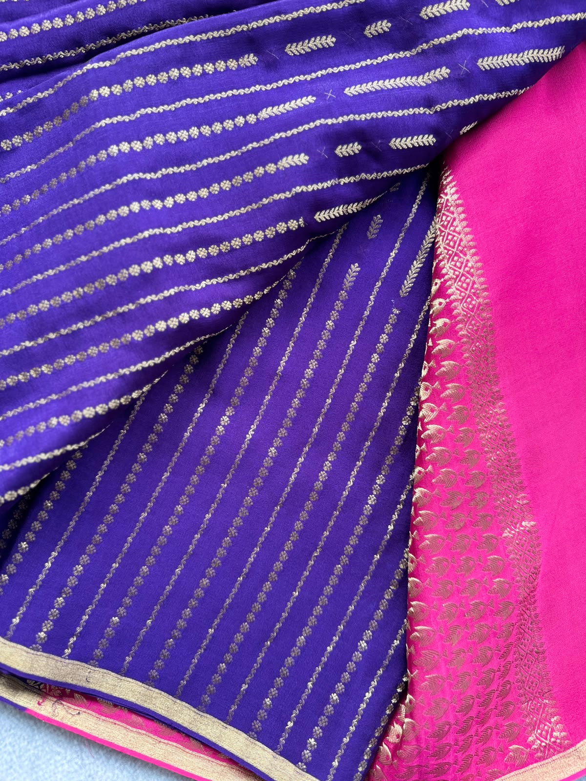 Purple Stripes Pure Mysore Crepe Silk Saree 109