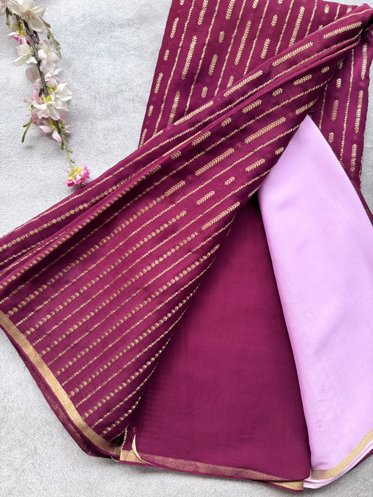 Brown Stripes Pure Mysore Crepe Silk Saree 109