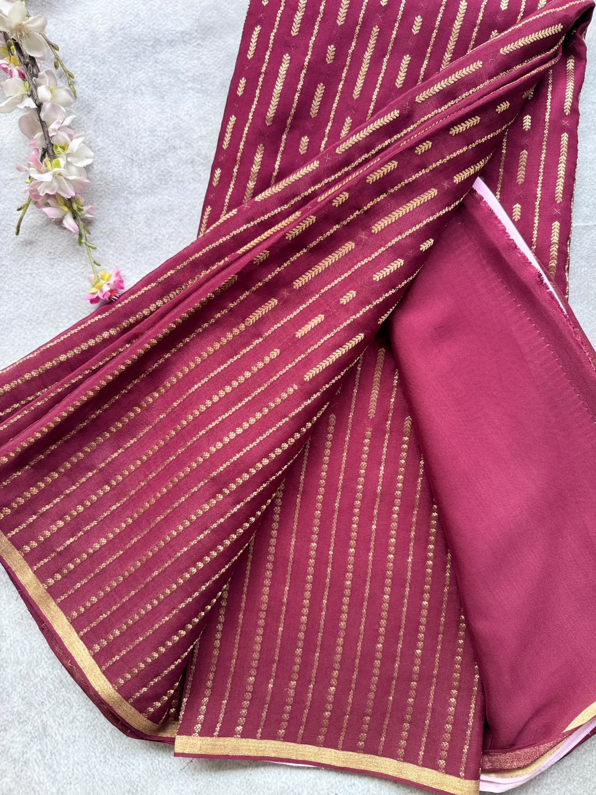 Brown Stripes Pure Mysore Crepe Silk Saree 109